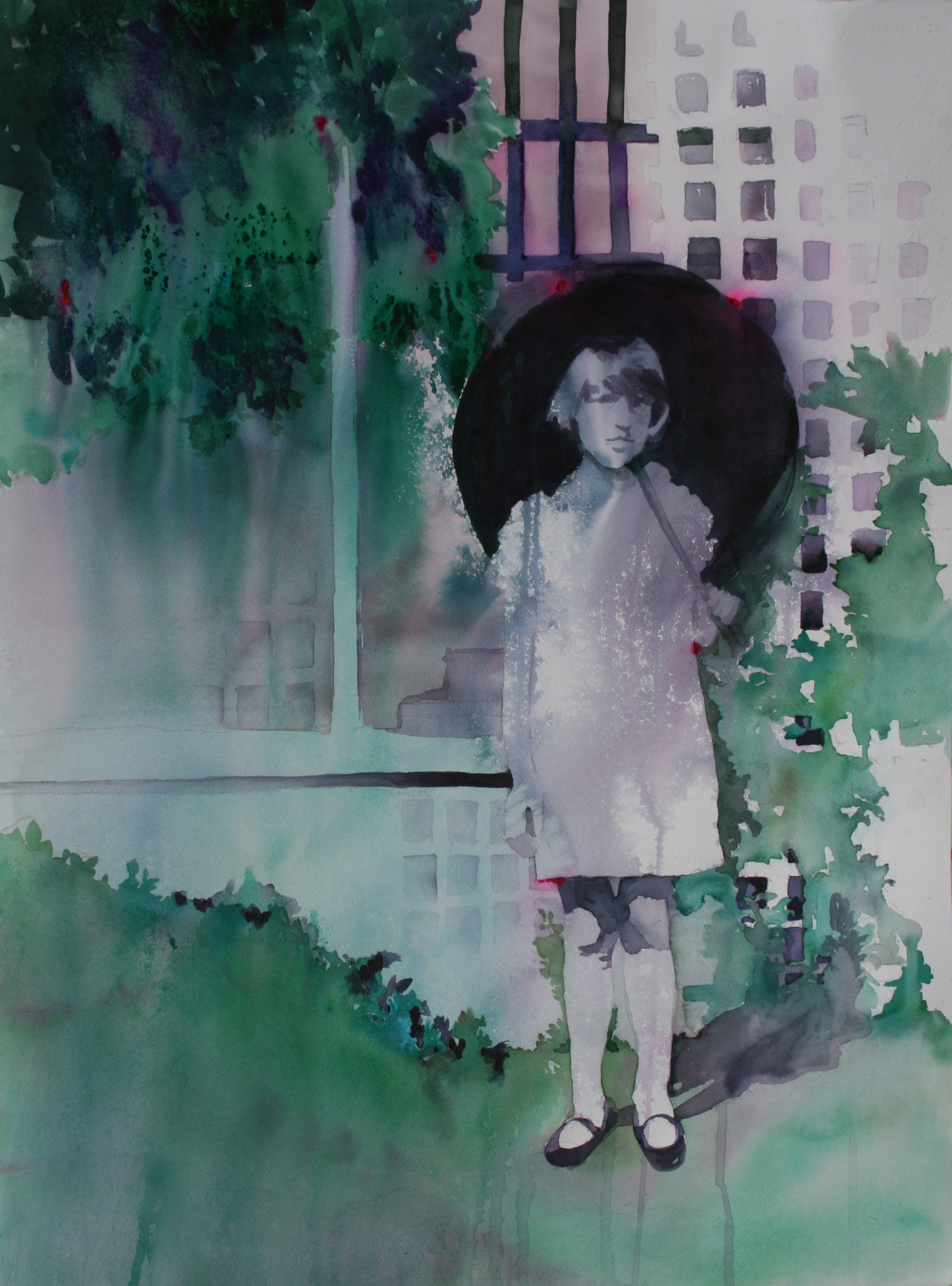 Mary under parasol