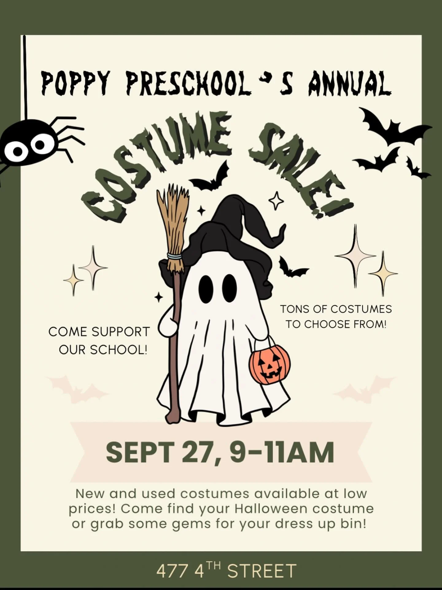 THIS SATURDAY! The Sale you do NOT want to miss! Amazing costumes for less than $10! Come find your costume and support our school!
