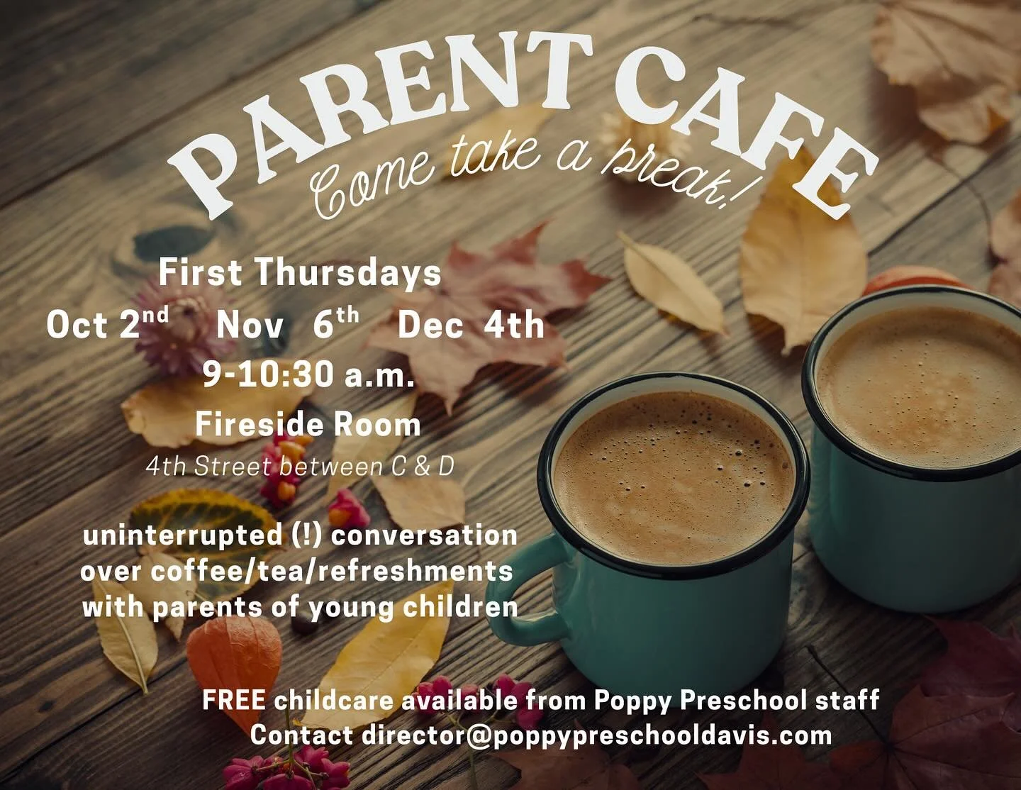 FREE childcare and coffee with a wonderful community. Yes, you read that correctly! Sign up and come enjoy on some uninterrupted conversation and relaxation this Thursday! ☕️ #dcc #poppypreschoolcooperative