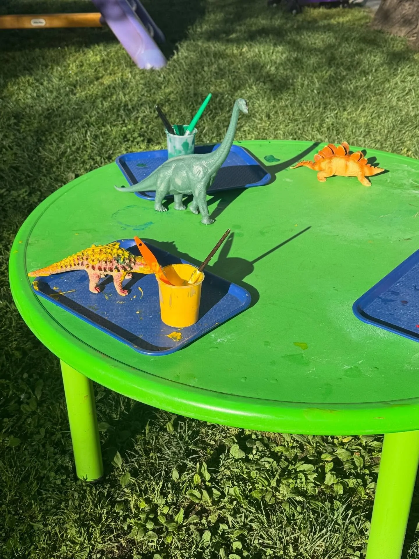 Looking for a fun and simple spring break activity??? Try a toy paint and wash! 🎨 🧼 This Dinosaur 🦕 paint and wash was a BIG hit in the Seeds class last week!