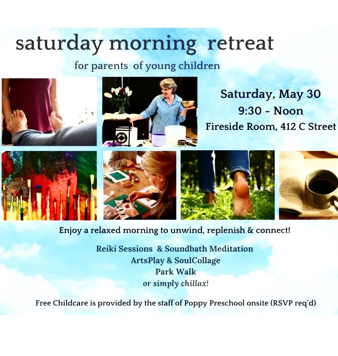 You are invited to a morning of relaxation and fun on Saturday, May 30, 9:30 - Noon. 

Kiddos will be cared for by Poppy childcare staff, and the offering is free!