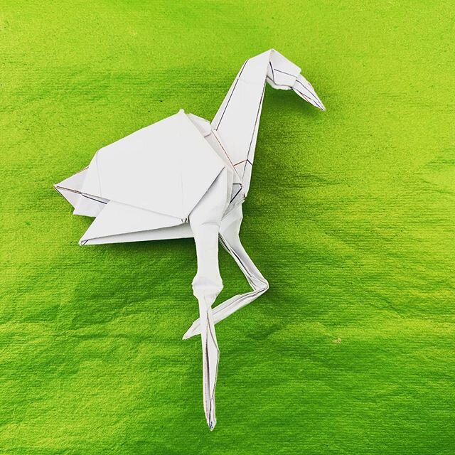 This is an amazing flamingo designed by @triangleorigami for round 2 of the mini game!!!A huge shoutout to him for organizing this amazing origami challenge!!!!This was folded from a sheet of printer paper cut square and I drew on the creases.i don&r