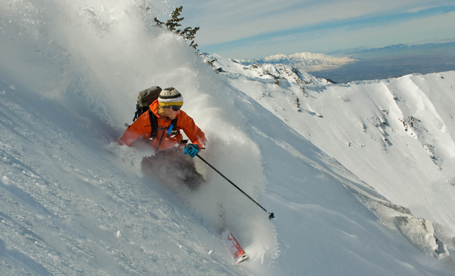 Telemarking in Deep Powder, Big Cottonwood, Wasatch Mountains, Utah
