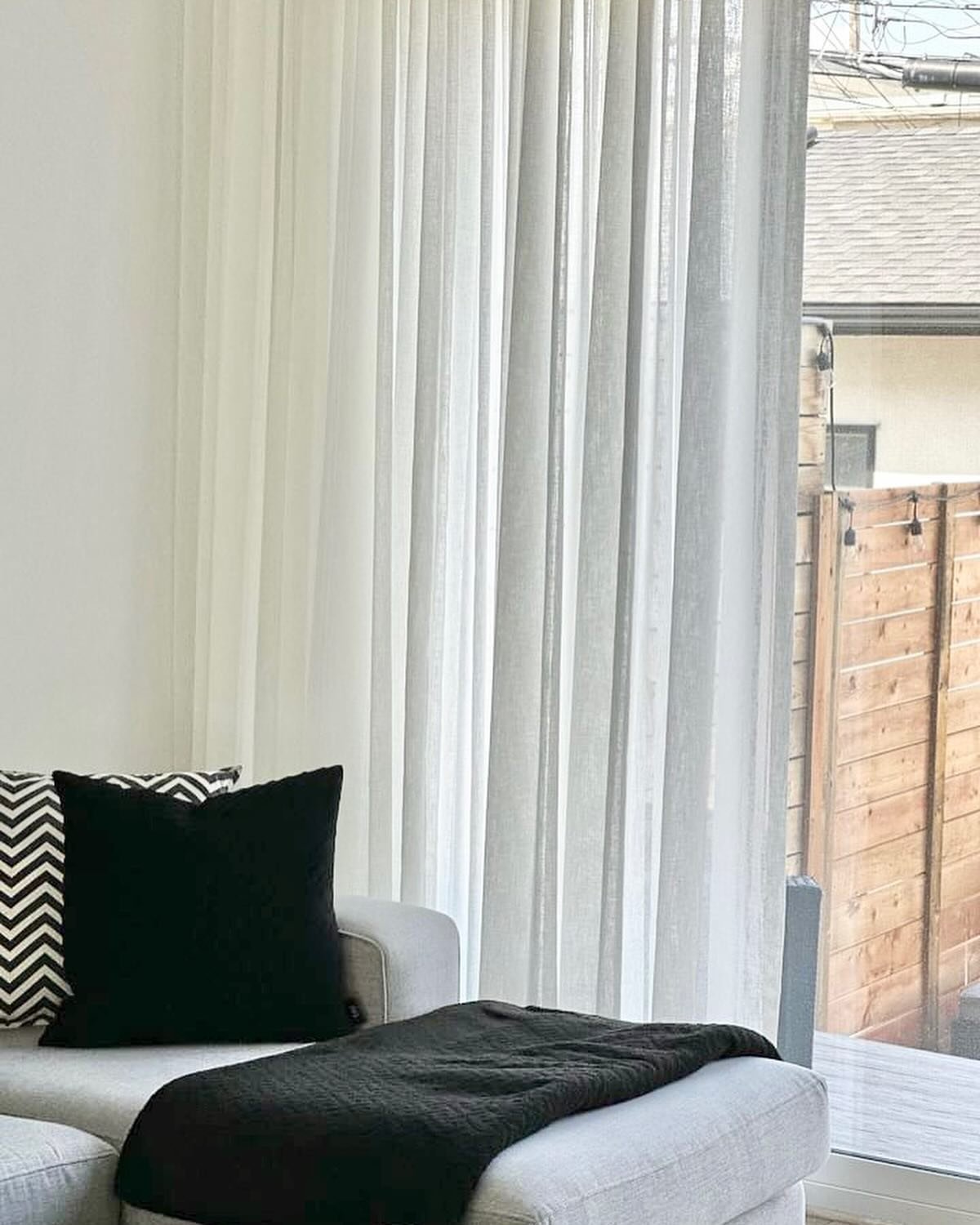 The softness created by adding custom drapery is unmatched. Our client asked for &lsquo;Ethereal&rsquo; and that&rsquo;s exactly what we achieved. 

Did you know we specialize in custom window treatments? Our services include several types of shades 