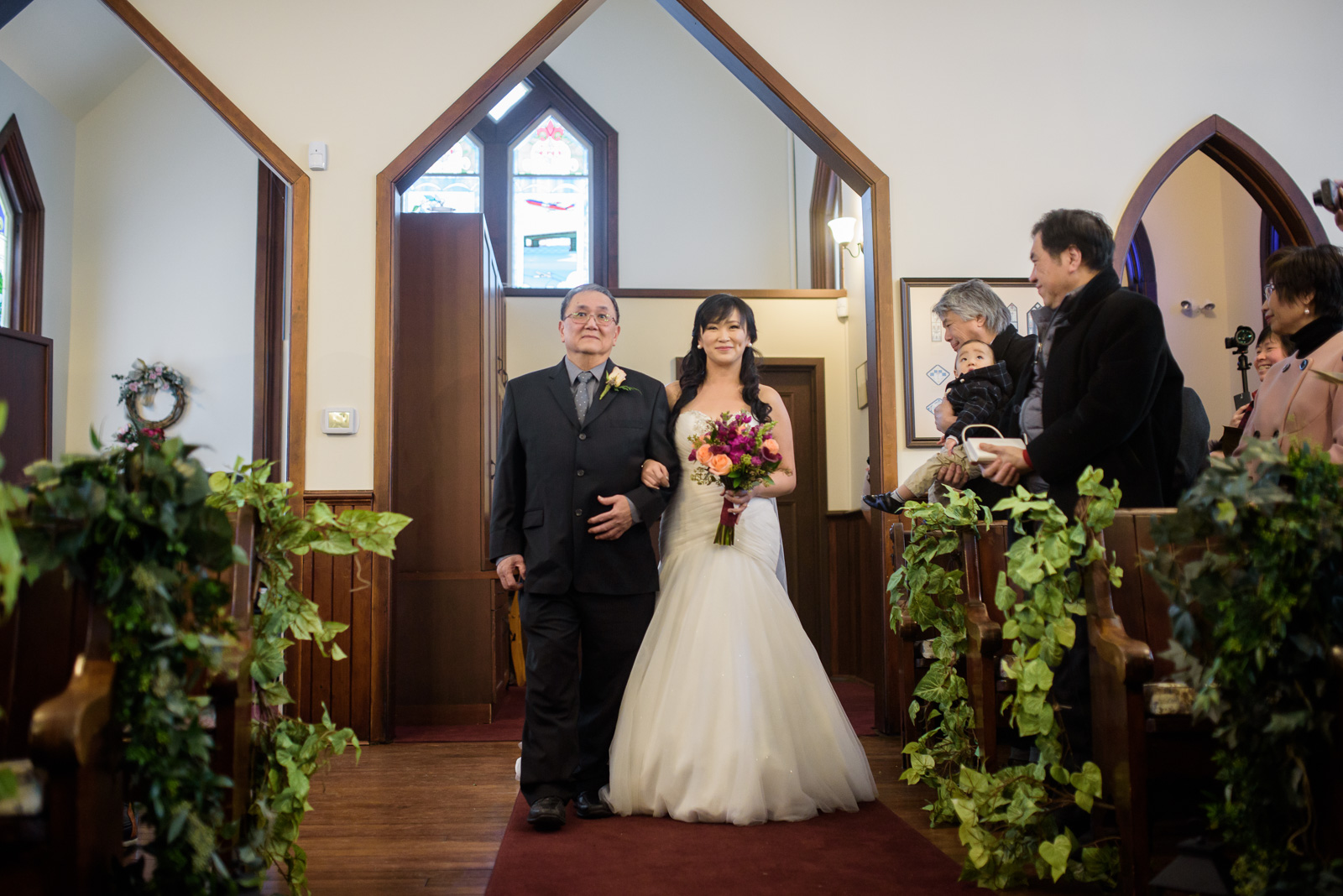 bride entering her wedding ceremony at minoru chapel in richmond - victoria wedding photographer