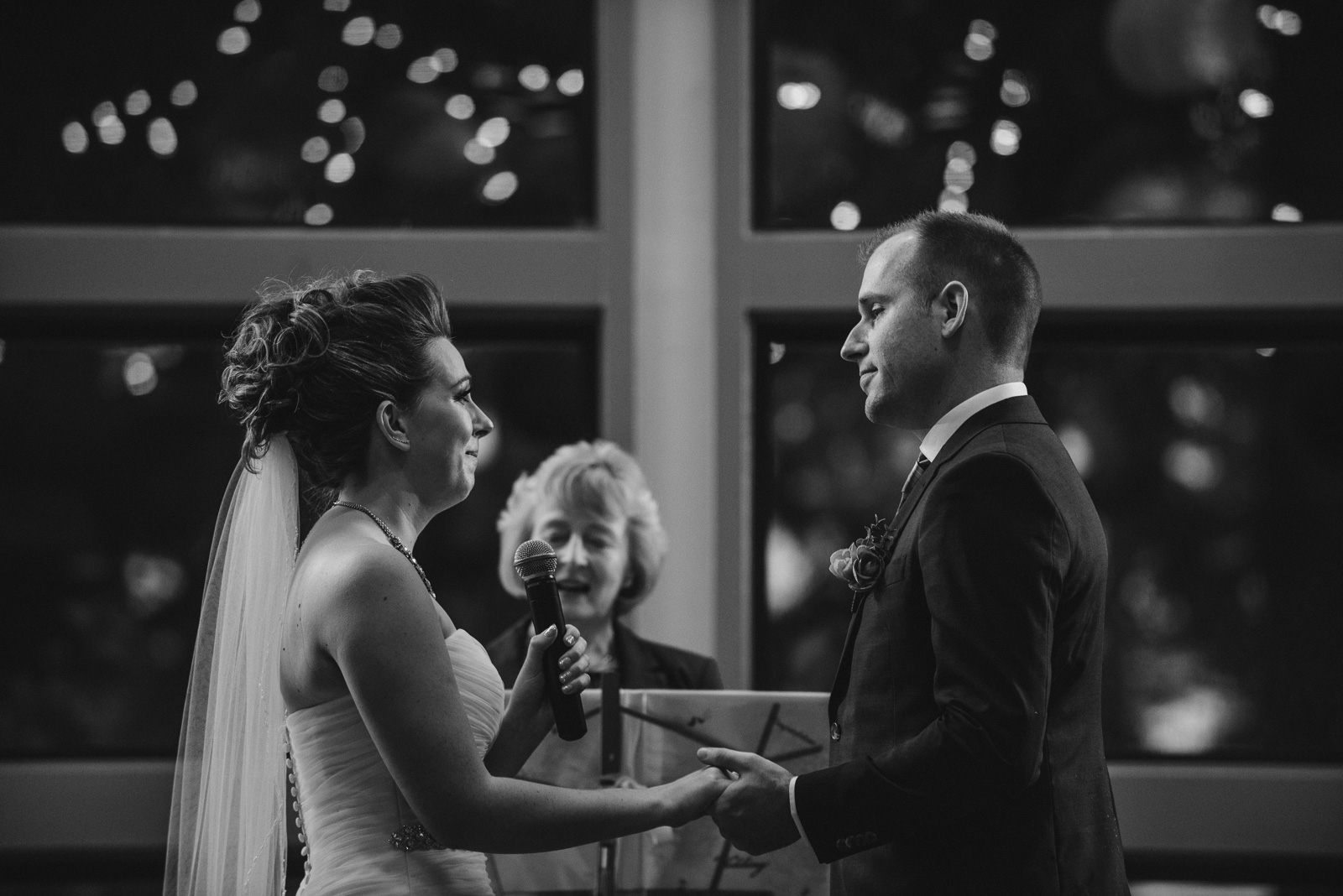 bride and groom at their wedding ceremony at Whonnock Lake Centre in Maple Ridge - Victoria Wedding Photographers