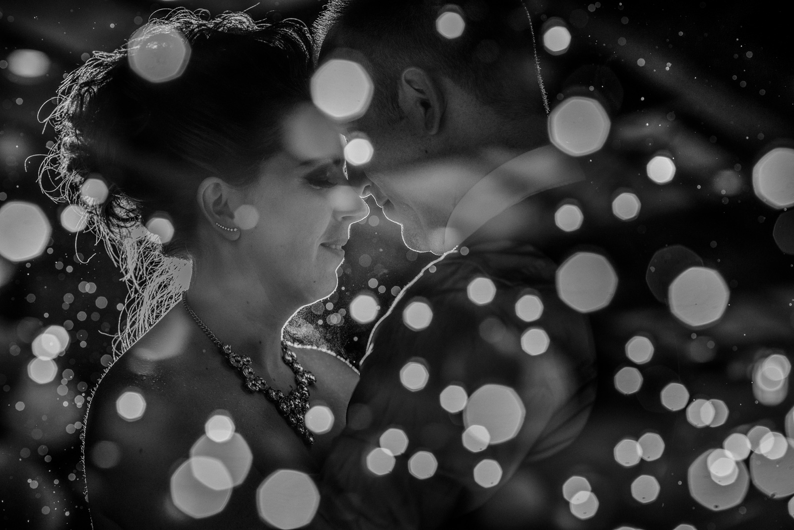 bride and groom in the dark at night at Whonnock Lake Centre in Maple Ridge - Victoria Wedding Photographers