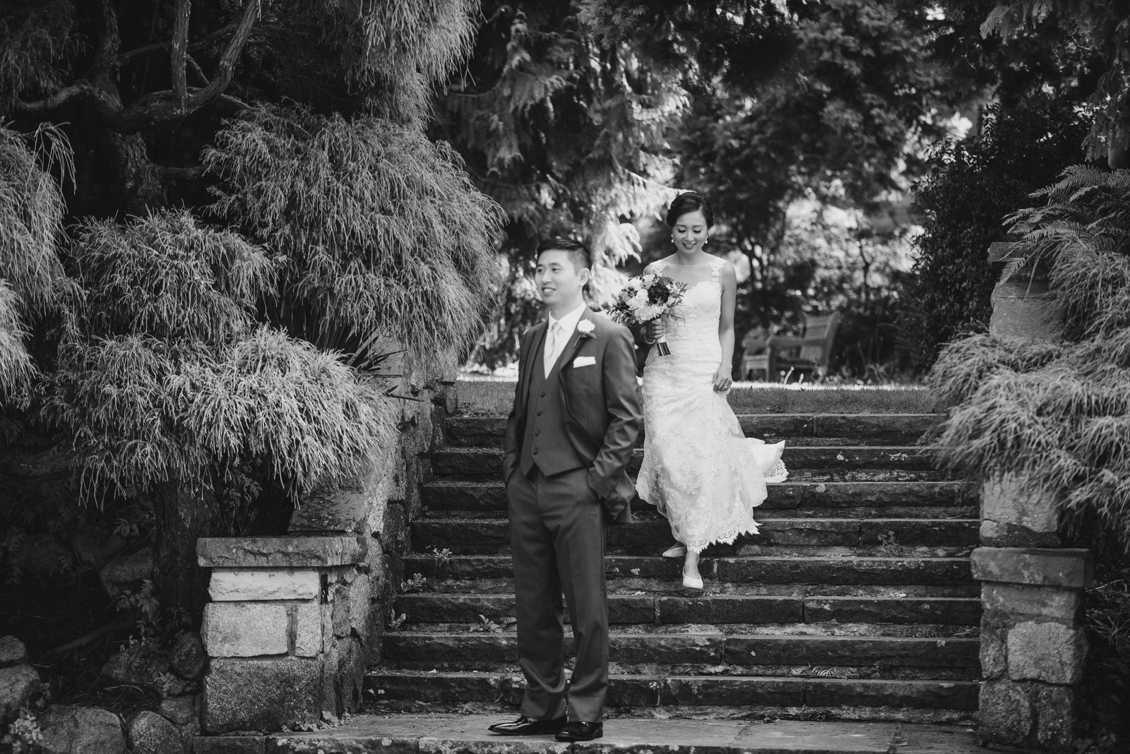 wedding first look at cecil green park house on ubc campus in vancouver - victoria wedding photographers