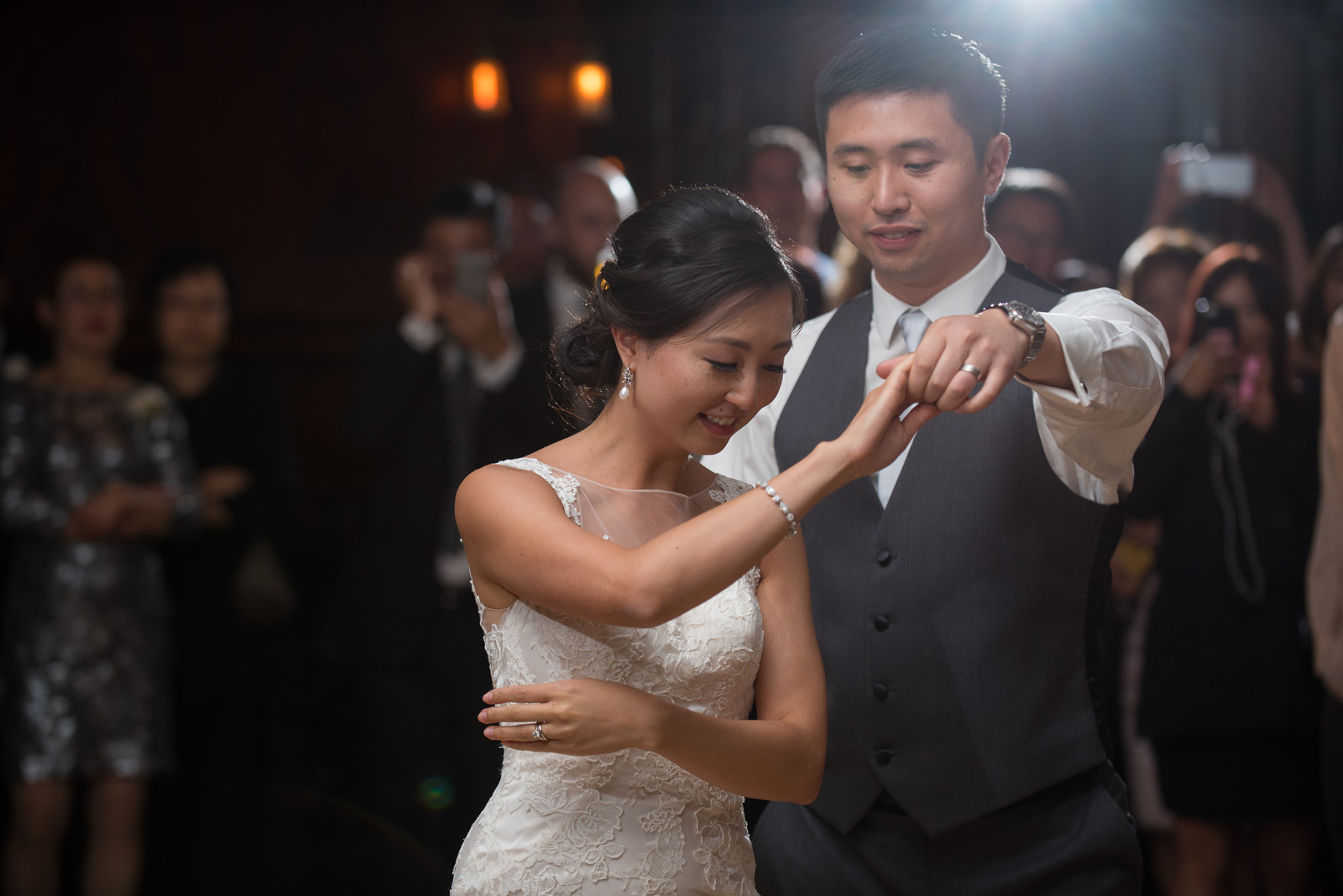 bride and groom first dance at cecil green park house on ubc campus in vancouver - victoria wedding photographers