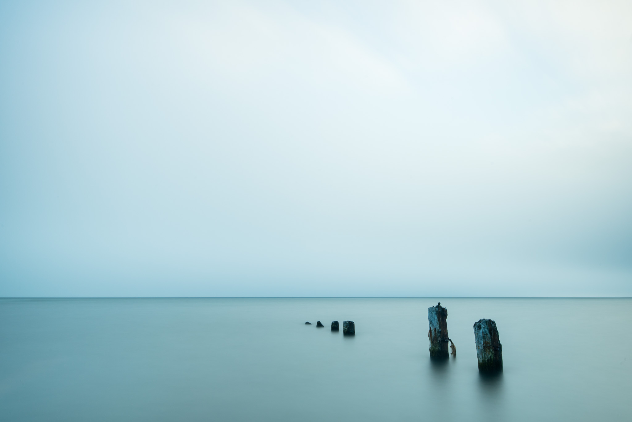  After the fog came in we left Sheringham Point and headed to Jordan River where we photographed this row of pilings.&nbsp; The fog on the horizon actually made for a great backdrop, creating an "infinity" effect where typically you can see the Olymp