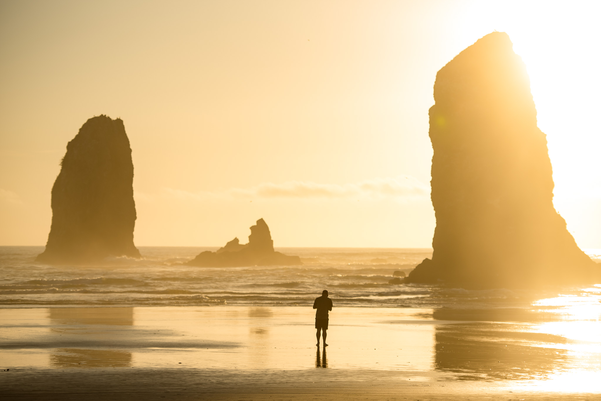  Larryn getting a snap shot close to sunset at Cannon Beach. 