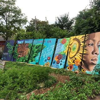   “They tried to bury us, but they didn’t know we were seeds”. Painted with Summer youth employment program. (Panels before being installed on Billboard) 35 x 8ft.  