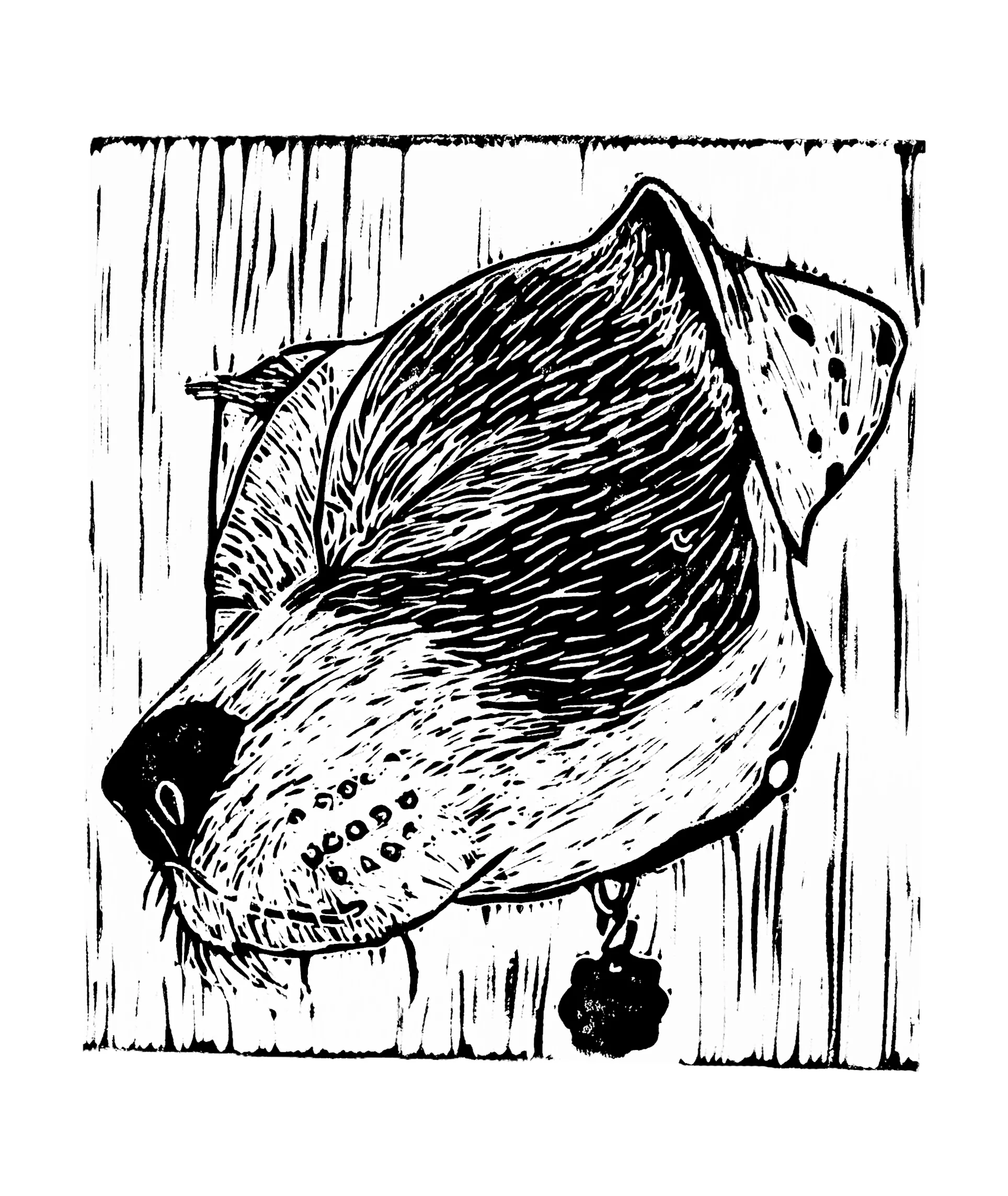 Snout (2019), linocut on paper, 5.5inx6in