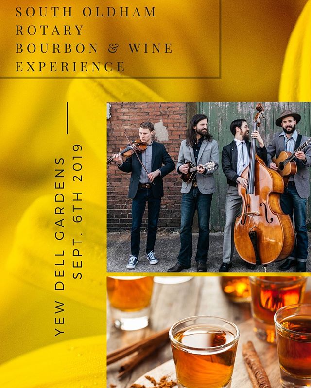 We&rsquo;re thrilled to be able to play music this Friday evening at the #SouthOldhamRotary Bourbon &amp; Wine Experience at @yewdellgardens! Grab your tickets now!