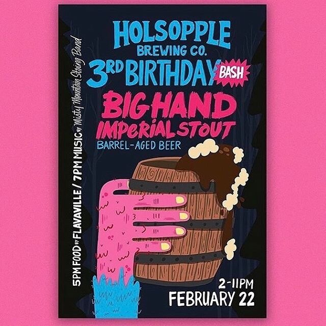 Join us as we help our friends, @holsopplebrewing, celebrate their birthday on February 22nd! As always, Holsopple is dog and family friendly, so come on out!