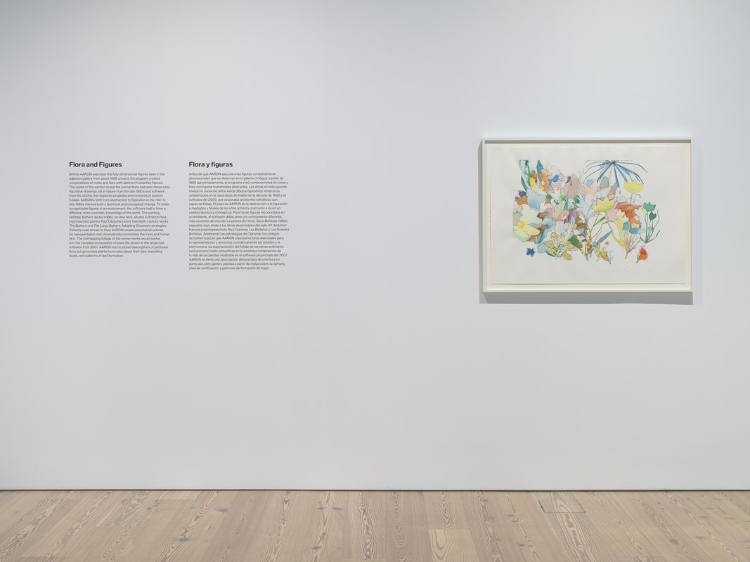 Vista de la instalación de Harold Cohen: AARON (Whitney Museum of American Art, Nueva York, 3 de febrero-19 de mayo de 2024).