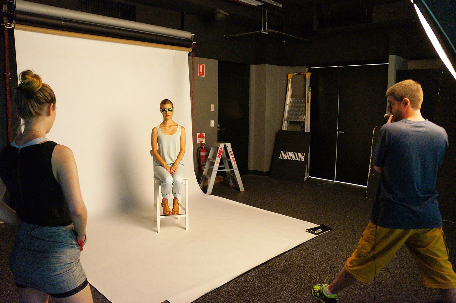 Behind the scenes with photographer Tim Searle and model Andrea Buckman.