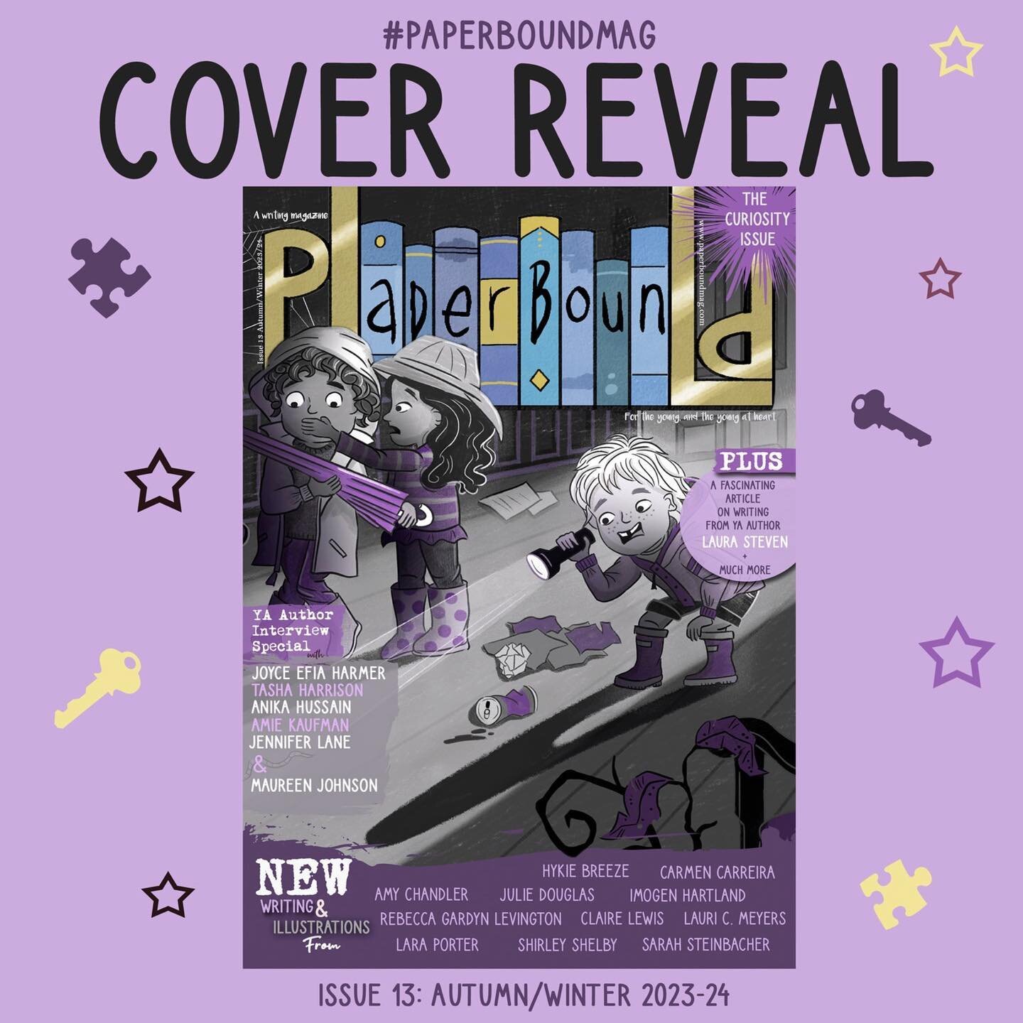 So thrilled to share the cover reveal of @paperboundmagazine &lsquo;s upcoming issue with cover art by me! ✨🔦💜

The biggest THANK YOU to the PaperBound team, I am beyond chuffed to be included along with so many talented writers and illustrators. 

