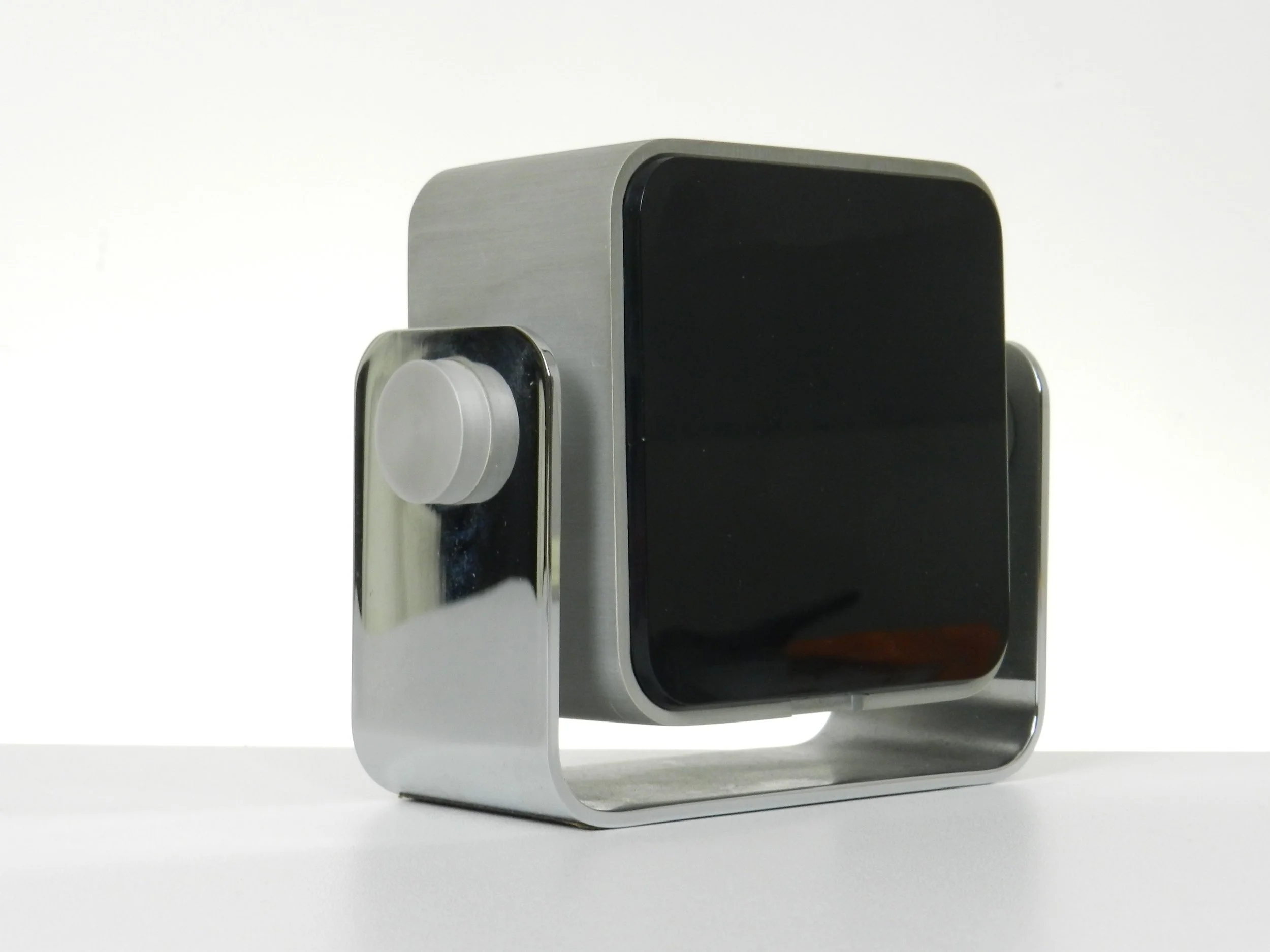Modernist clock with steel case by AEG.  Germany, 1960s.