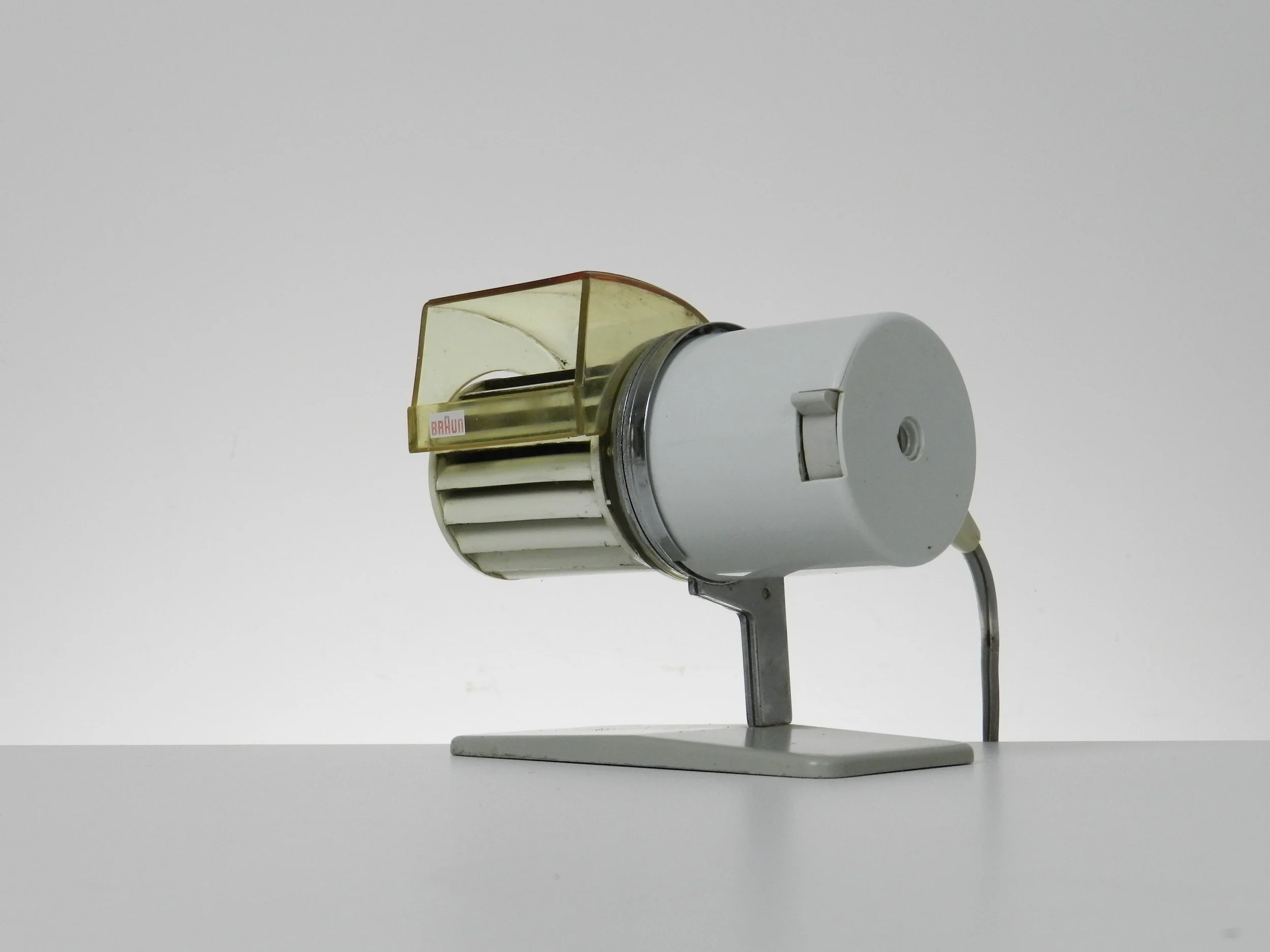 Modernist HL1 desk fan designed by Reinhold Weiss for Braun.  circa 1960s.