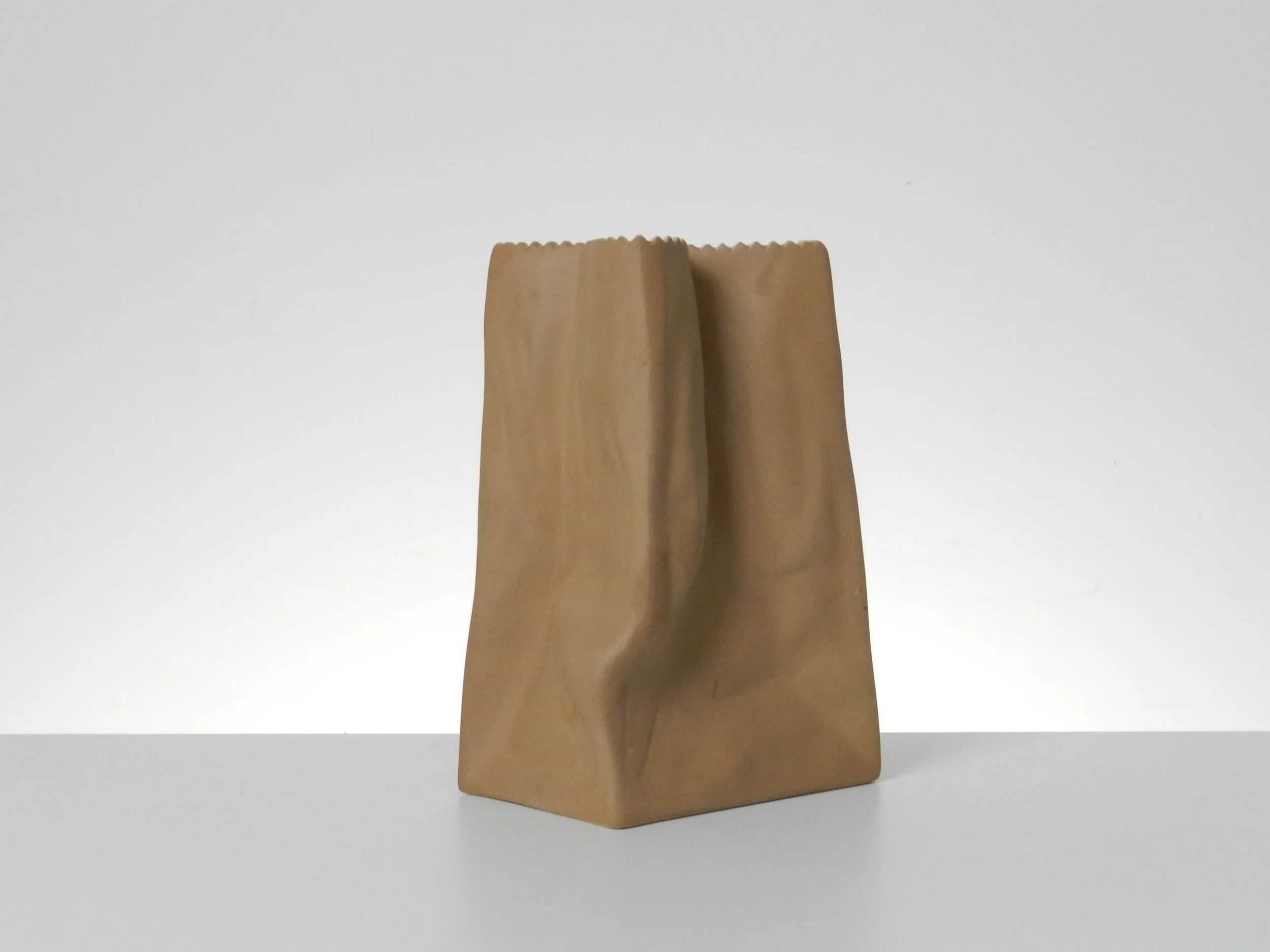 Porcelain paper bag vase designed by Tapio Wirkkala for Rosenthal.  Germany, 1970s.