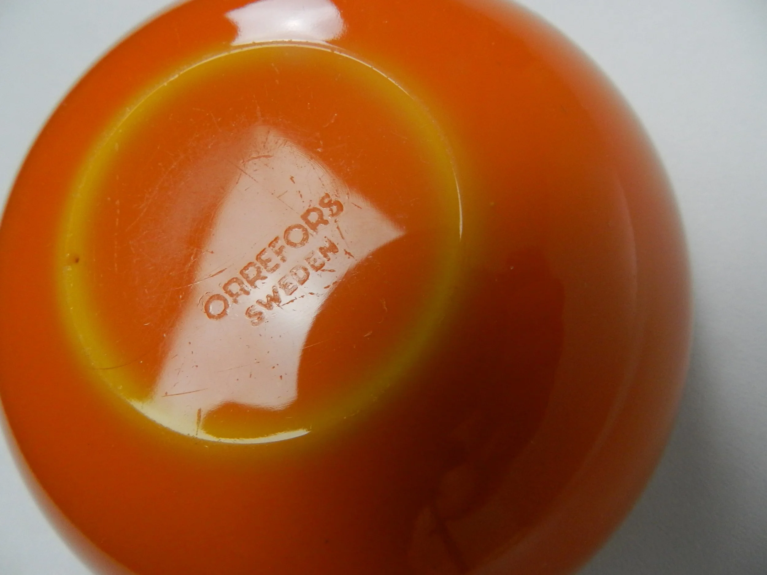 Colora glass bowl designed by Sven Palmqvist for Orrefors.  Sweden, 1950s.