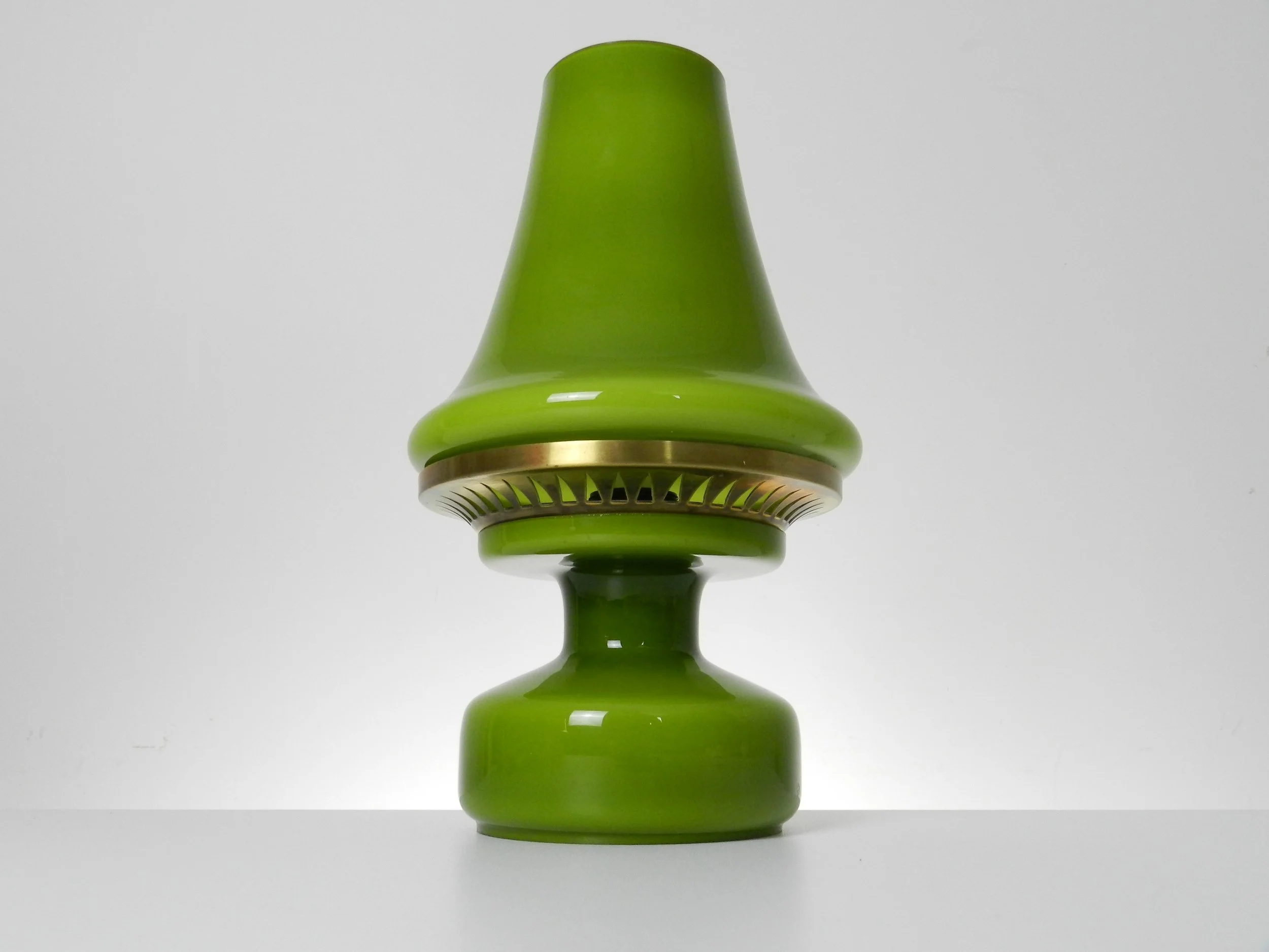 Cased glass and brass B 124 lamps designed by Hans-Agne Jakobsson.  Sweden, 1960s.