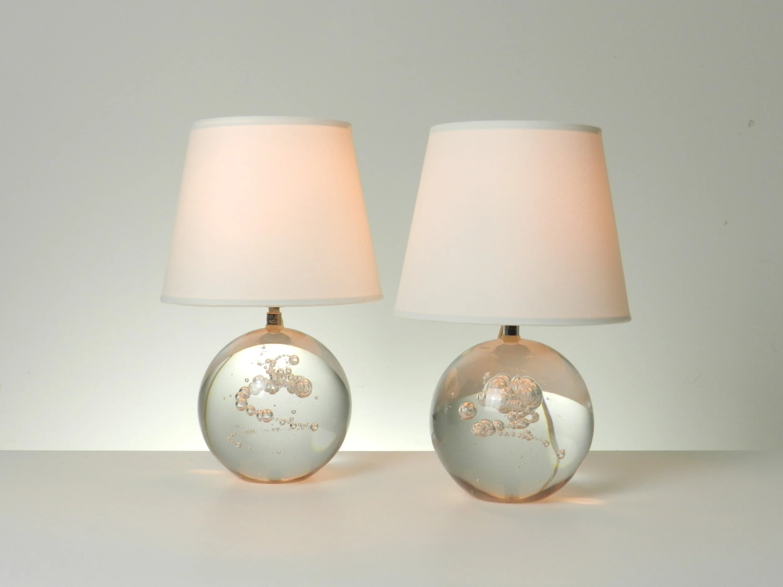 Pair of mid century crystal glass lamps by Charles Schneider.  France, 1960s.