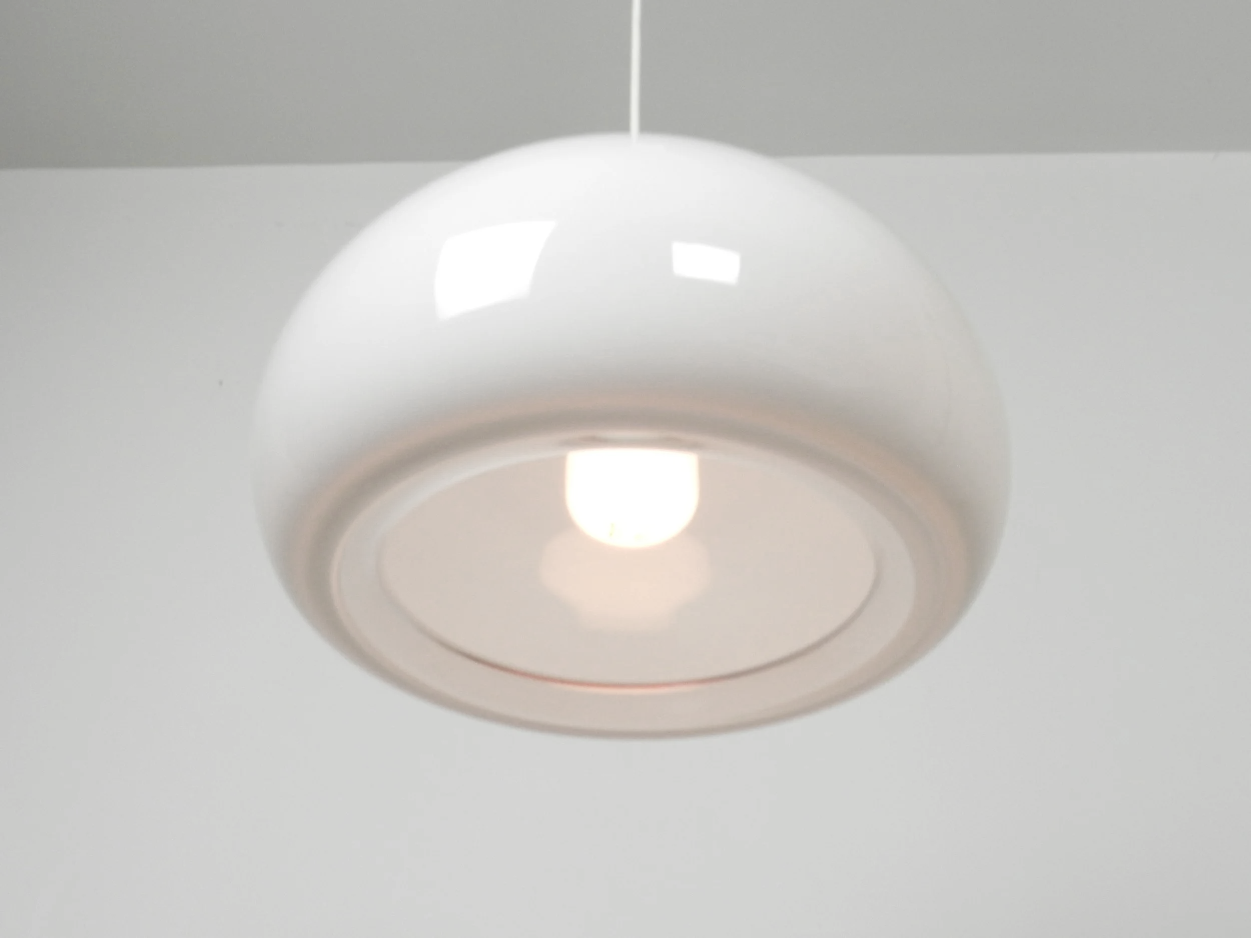 Glass “Sunset Mellem” pendant lamp designed by Per Lutken for Holmegaard.  Denmark, 1980s.