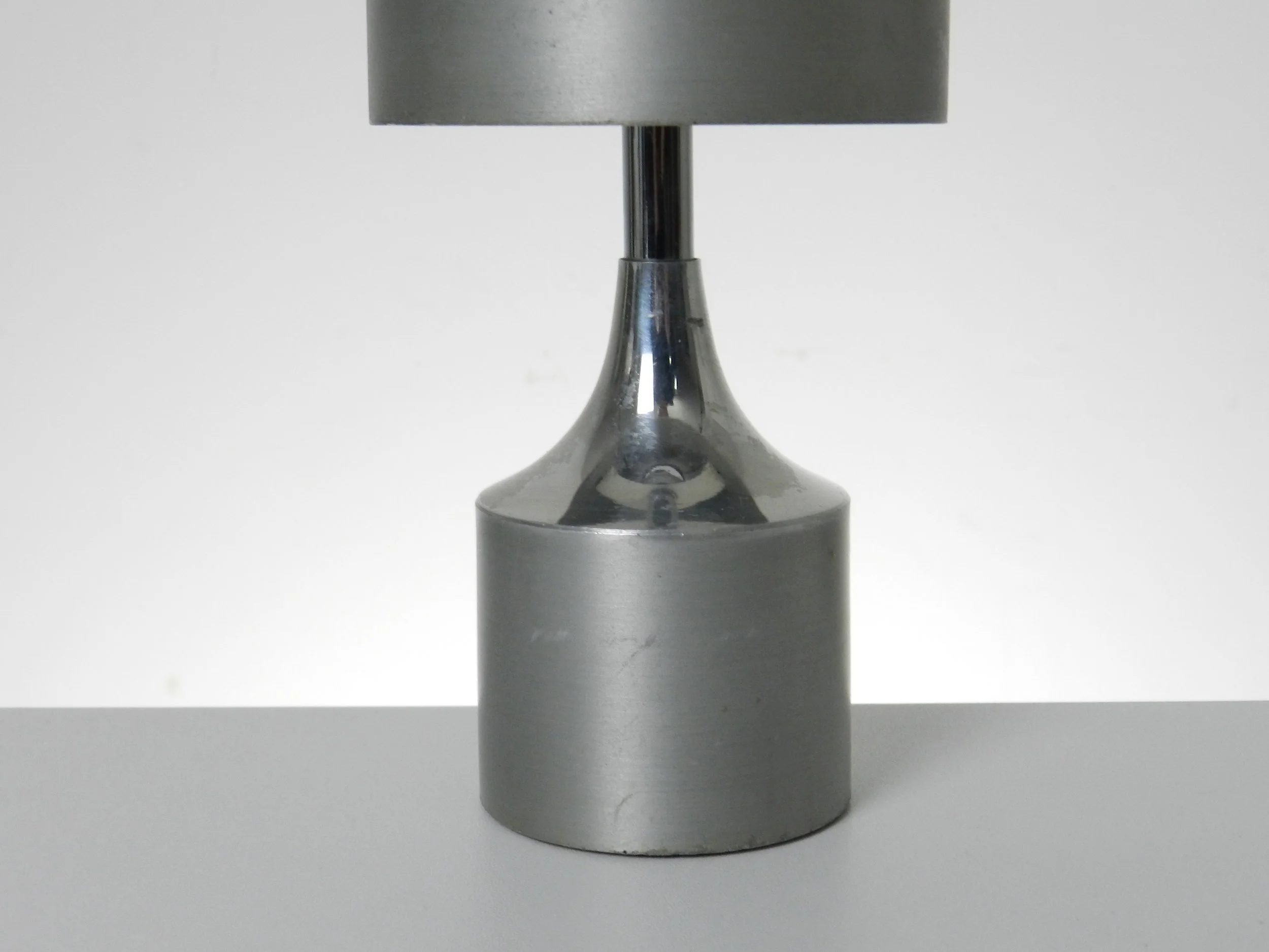 Compact modernist lamp in aluminum.  France, 1970s.