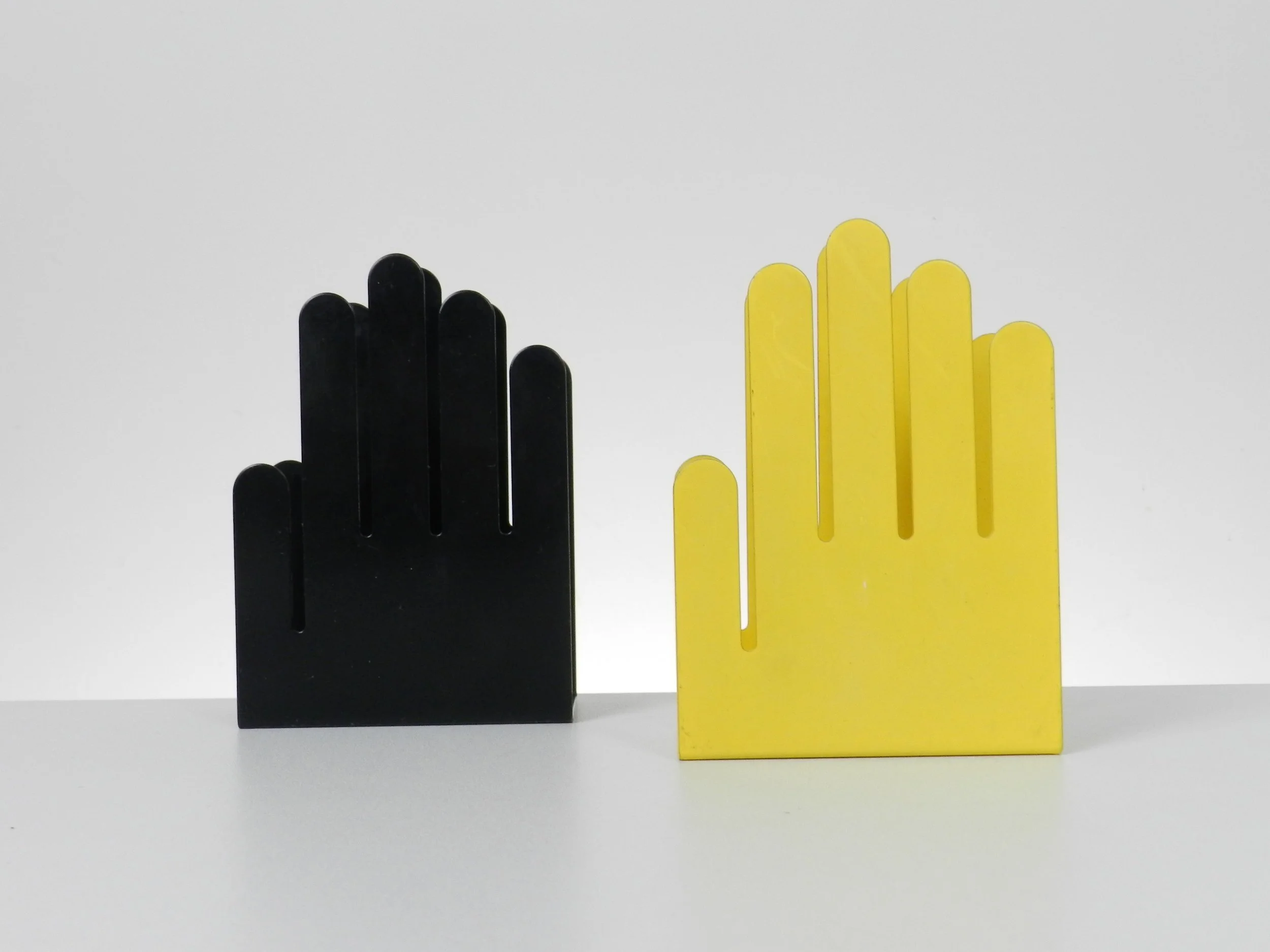 Pop art napkin holders in enameled metal by Spectrum Div. Designs.  USA, 1970s.