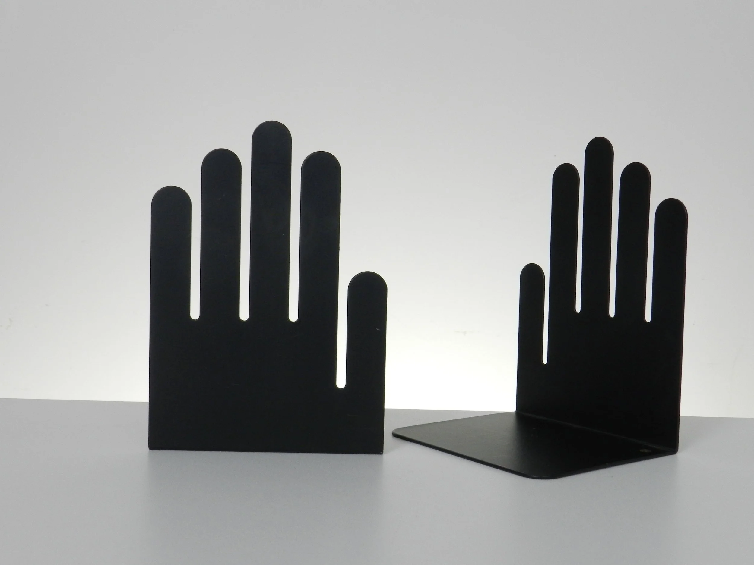 Pair of pop art bookends in enameled metal by Spectrum Designs.  USA, 1970s.