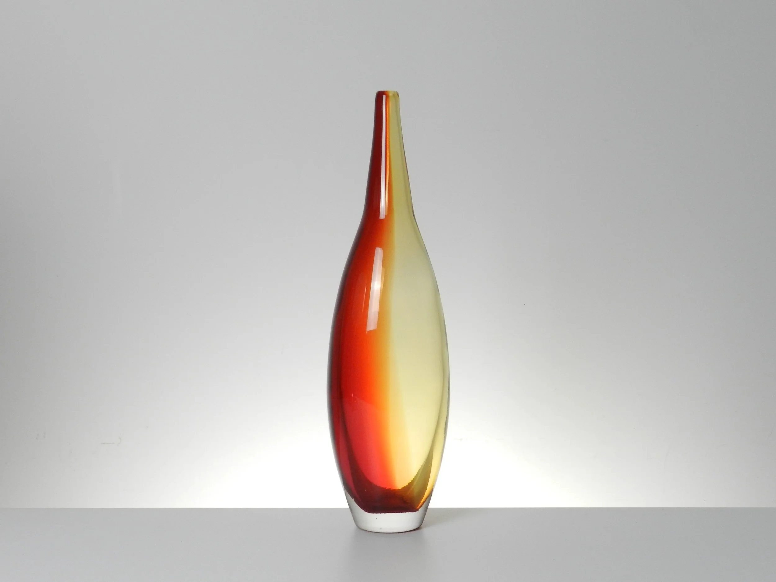 Tall glass vase attributed to Floris Meydam Leerdam.  Netherlands, 1950s.