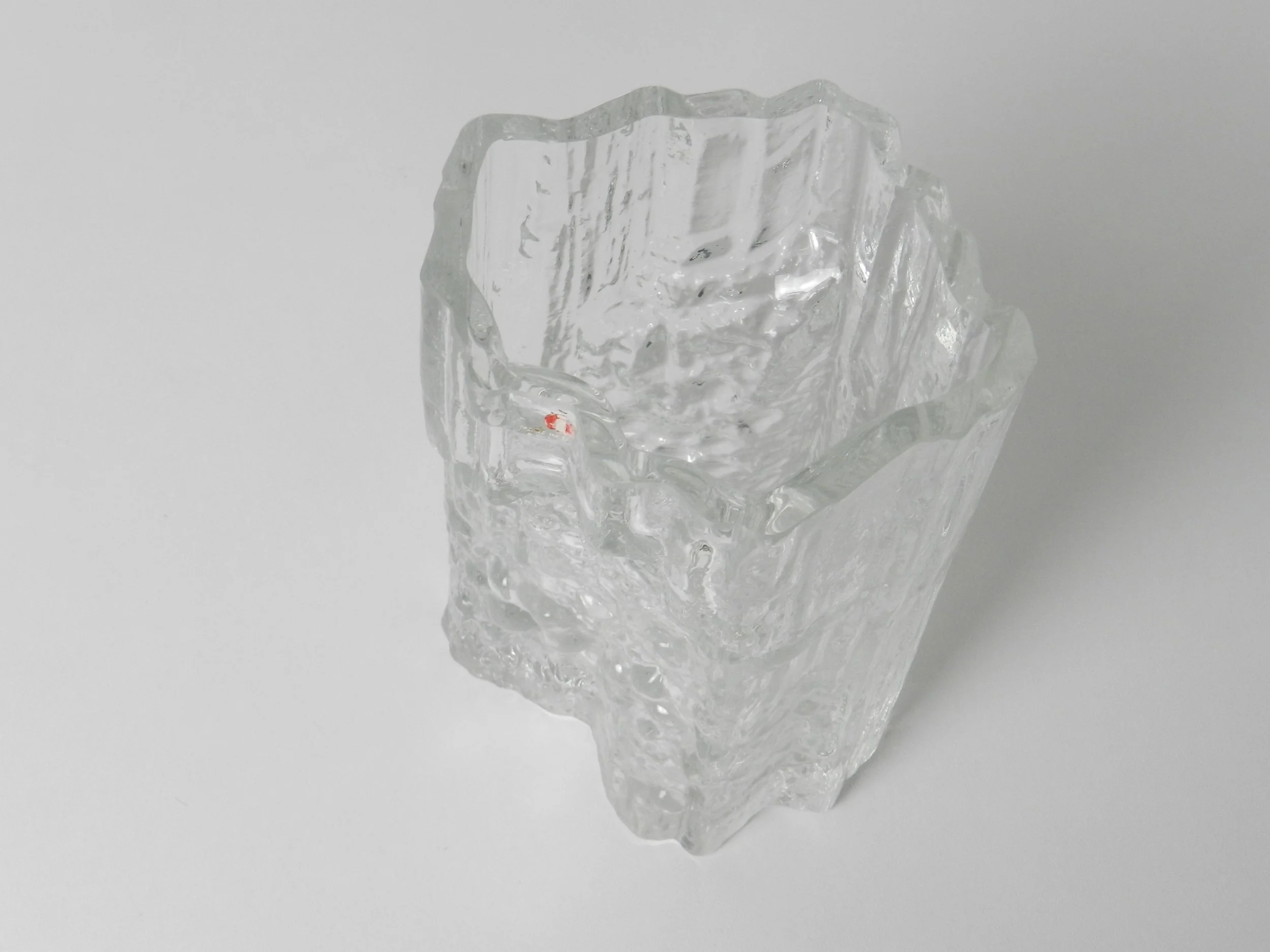 Crystal glass Pinus vase designed by Tapio Wirkkala for Iittala.  Finland, 1960s.