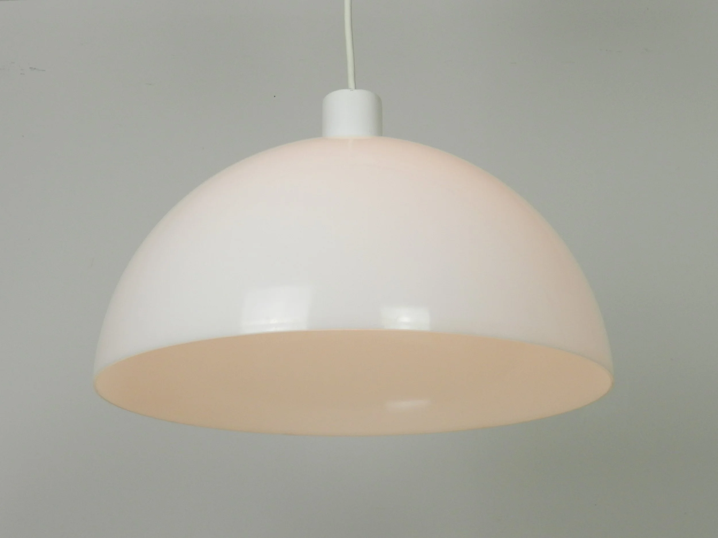 Vintage dome pendant lamp in plastic.  circa 1970s.