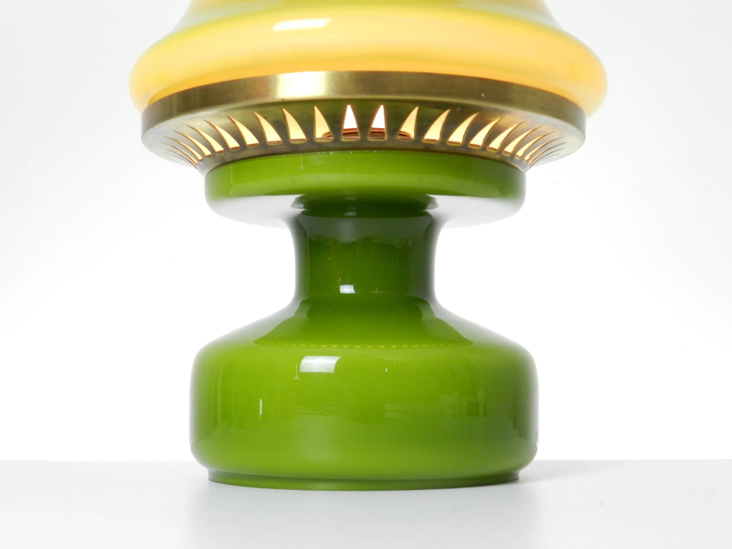 Cased glass and brass B 124 lamps designed by Hans-Agne Jakobsson.  Sweden, 1960s.