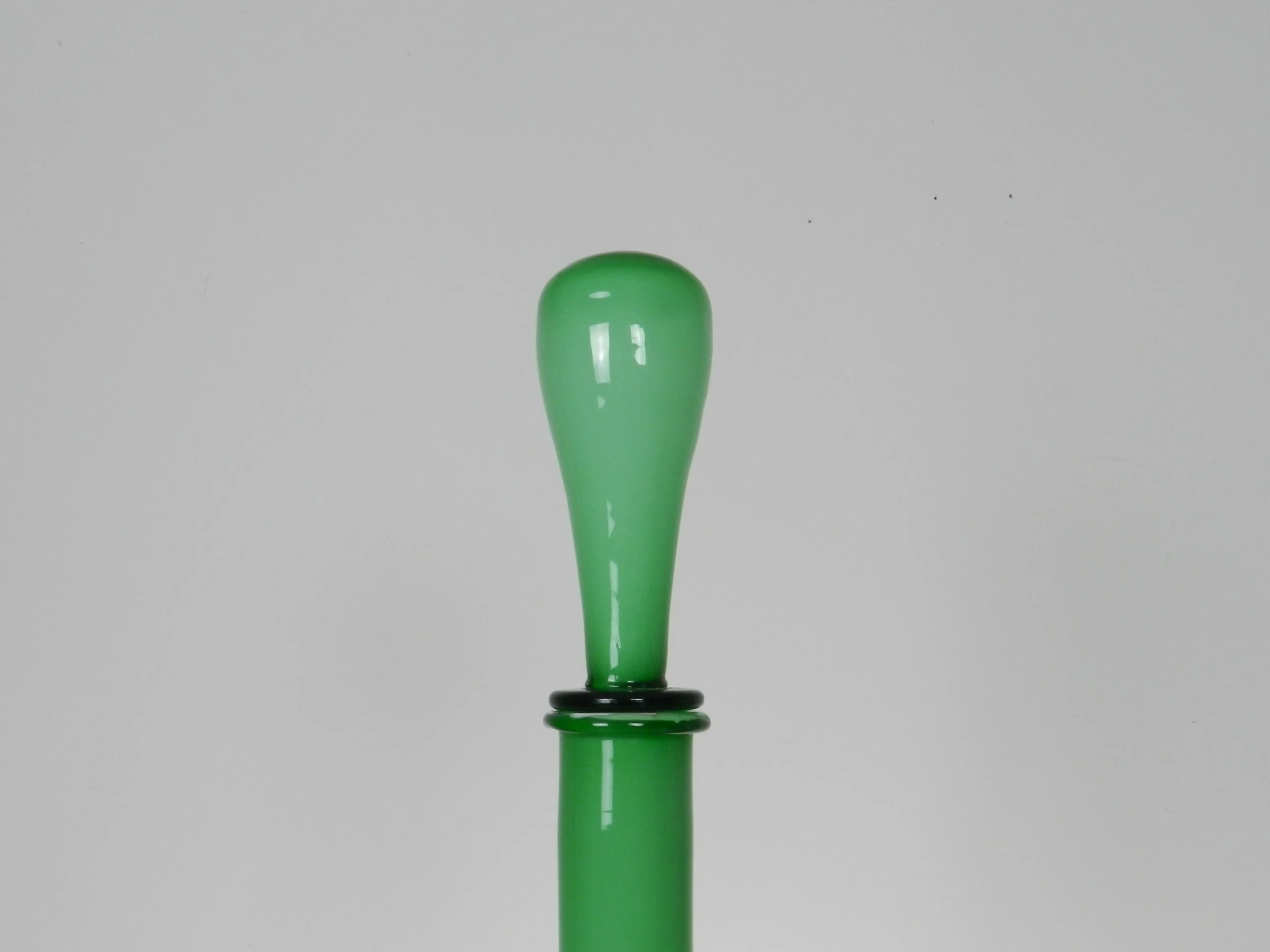 Tall Murano cased glass decanter by Empoli.  Italy, 1970s.