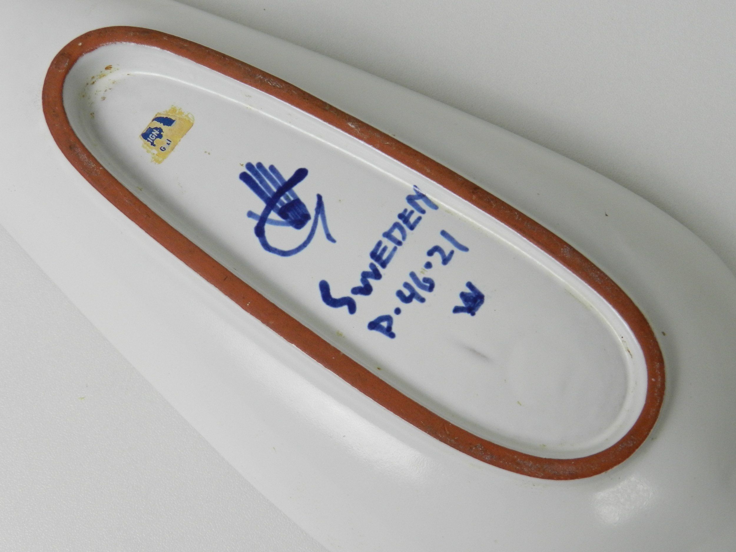 Ceramic faience dish designed Stig Lindberg for Gustavsberg.  Sweden, 1950s.