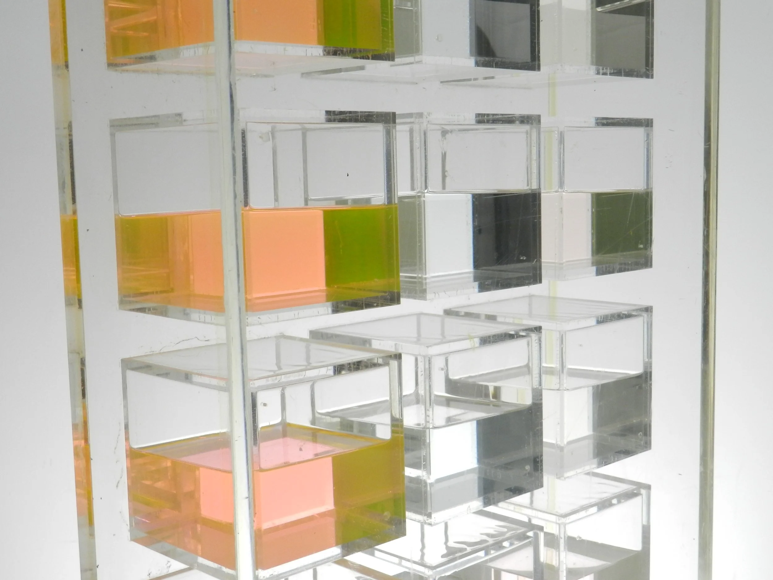 Large acrylic and liquid modernist sculpture. Unsigned, possibly by Michael Hayden.  Canada, 1970s.