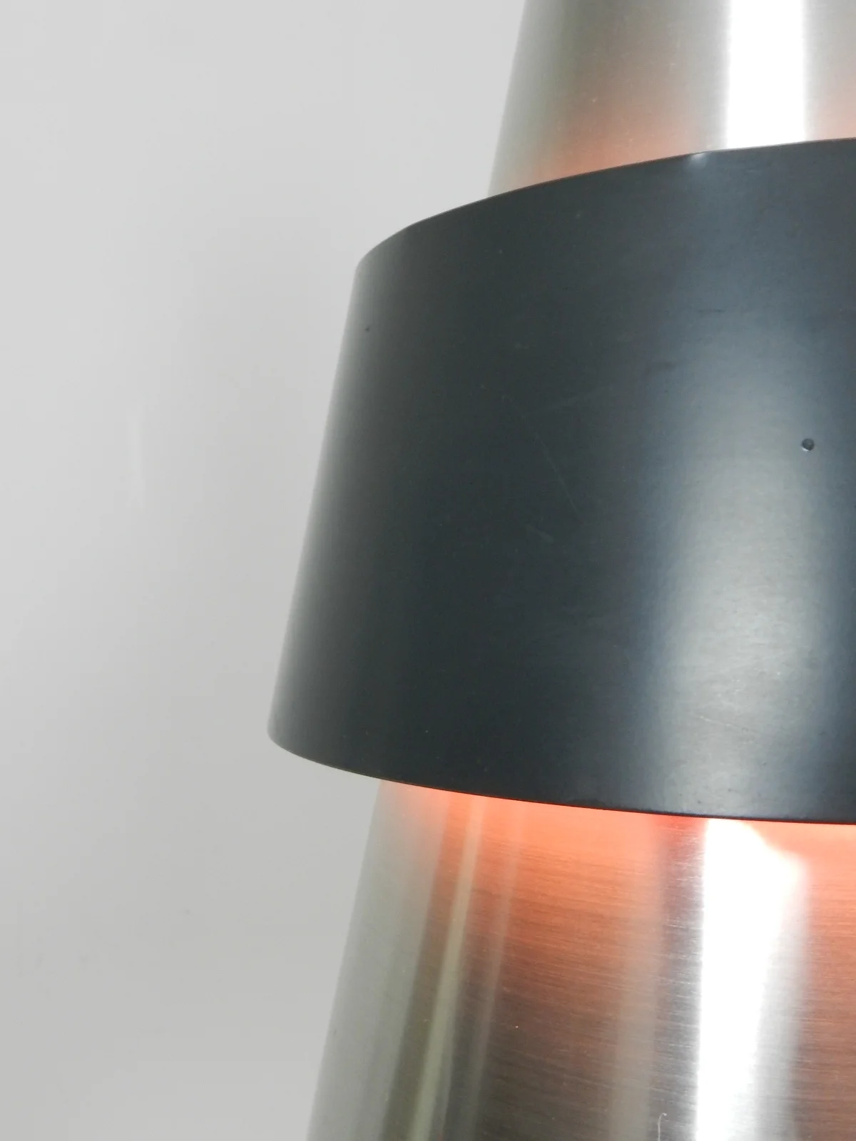 “Corona” pendant lamp in aluminum.  Designed by Jo Hammerborg for Fog & Morup.  Denmark, 1960s.