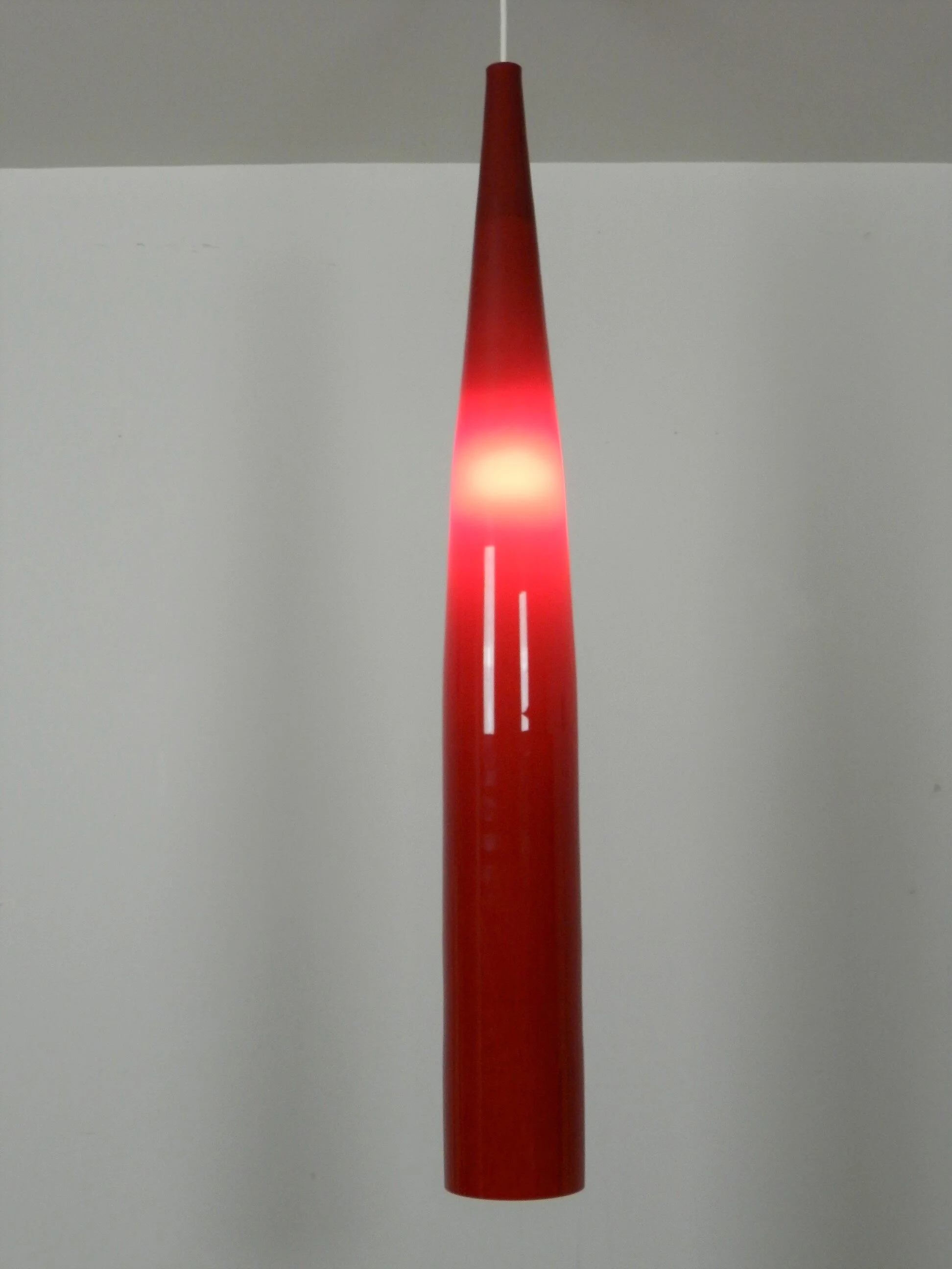 Large cased glass pendant lamp designed by Alessandro Pianon for Vistosi.  Italy, 1960s.