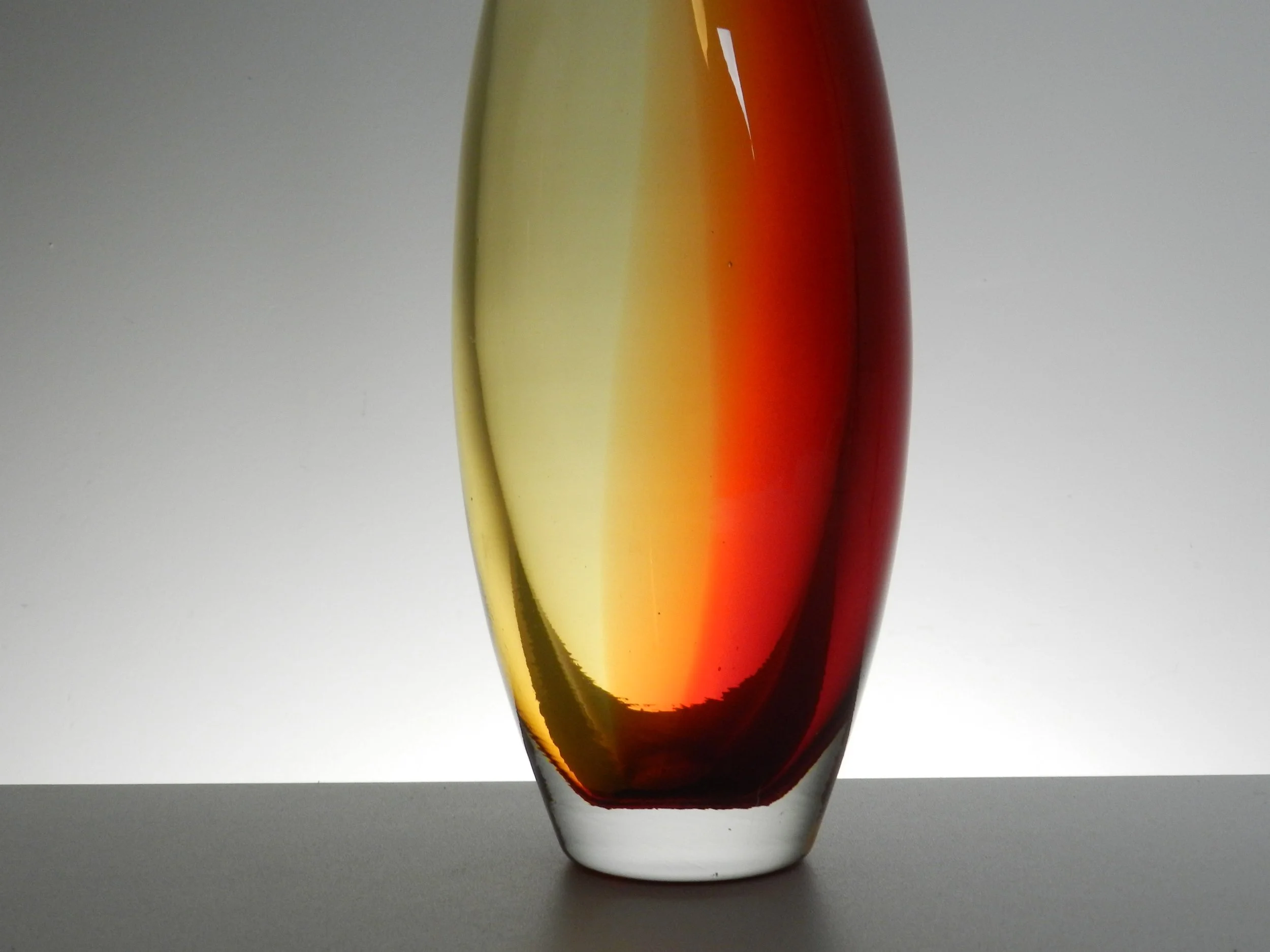 Tall glass vase attributed to Floris Meydam Leerdam.  Netherlands, 1950s.