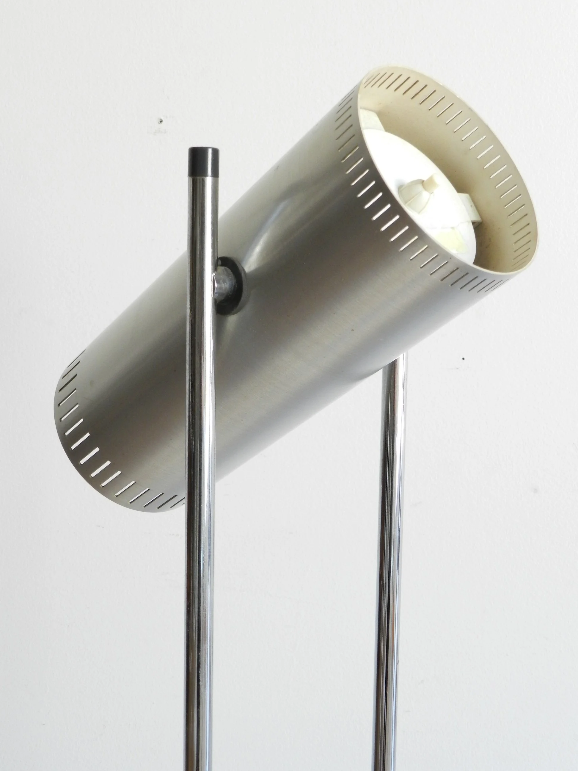 Trombone floor lamp designed by Jo Hammerborg for Fog and Morup.  Denmark, 1960s.