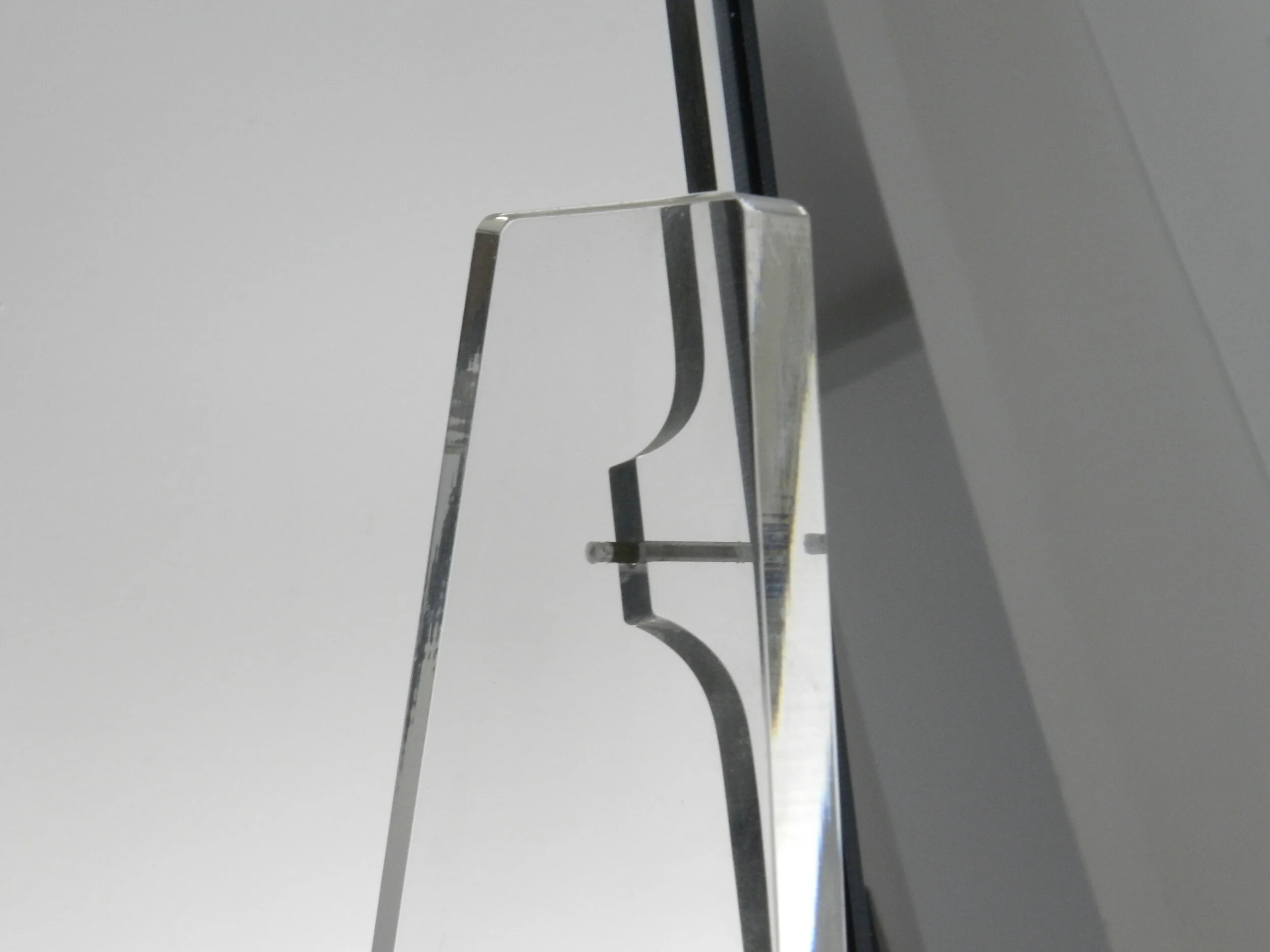 Table top double side vanity mirror in lucite.  circa 1980s.