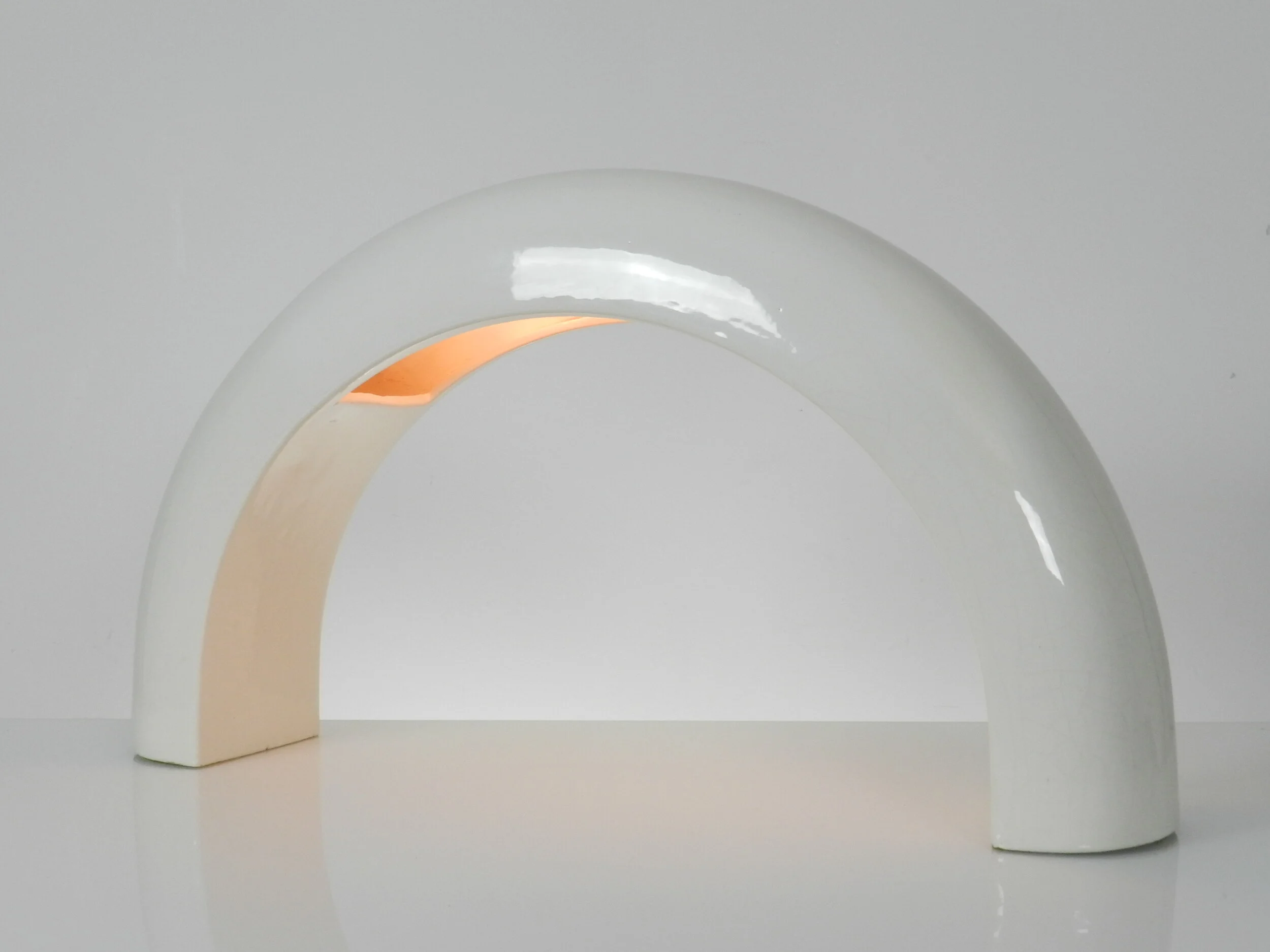 Large ceramic arch lamp by George Kovacs.  USA, 1970s.