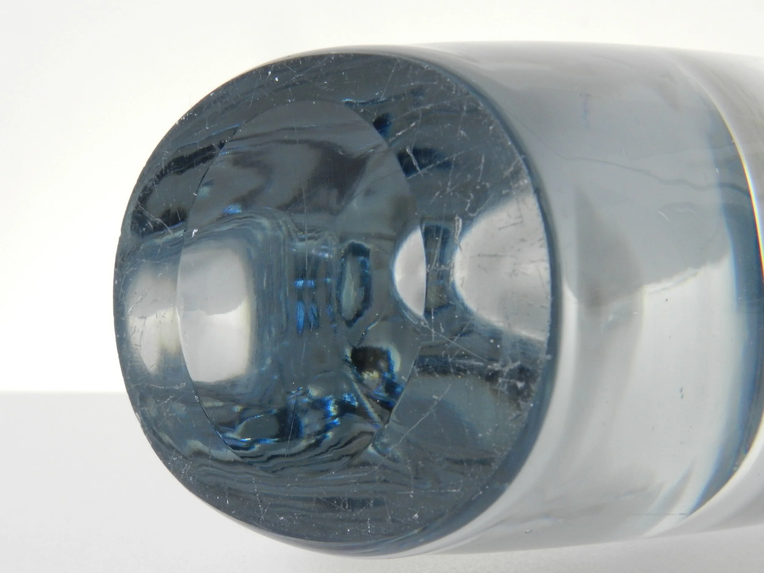 Clear glass vases atrributed to Gunnar Nylund for Strombergshyttan, unsigned.  Sweden, 1960s.