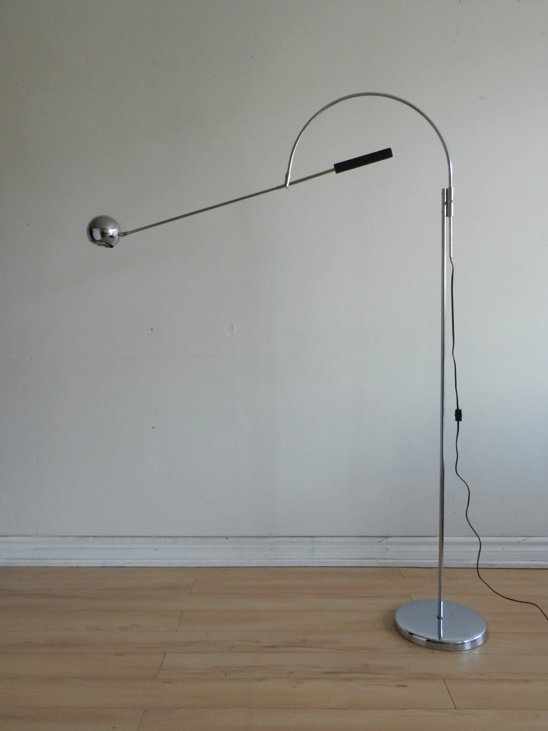 Orbiter floor lamp in chrome designed by Robert Sonneman.  USA, 1960s.