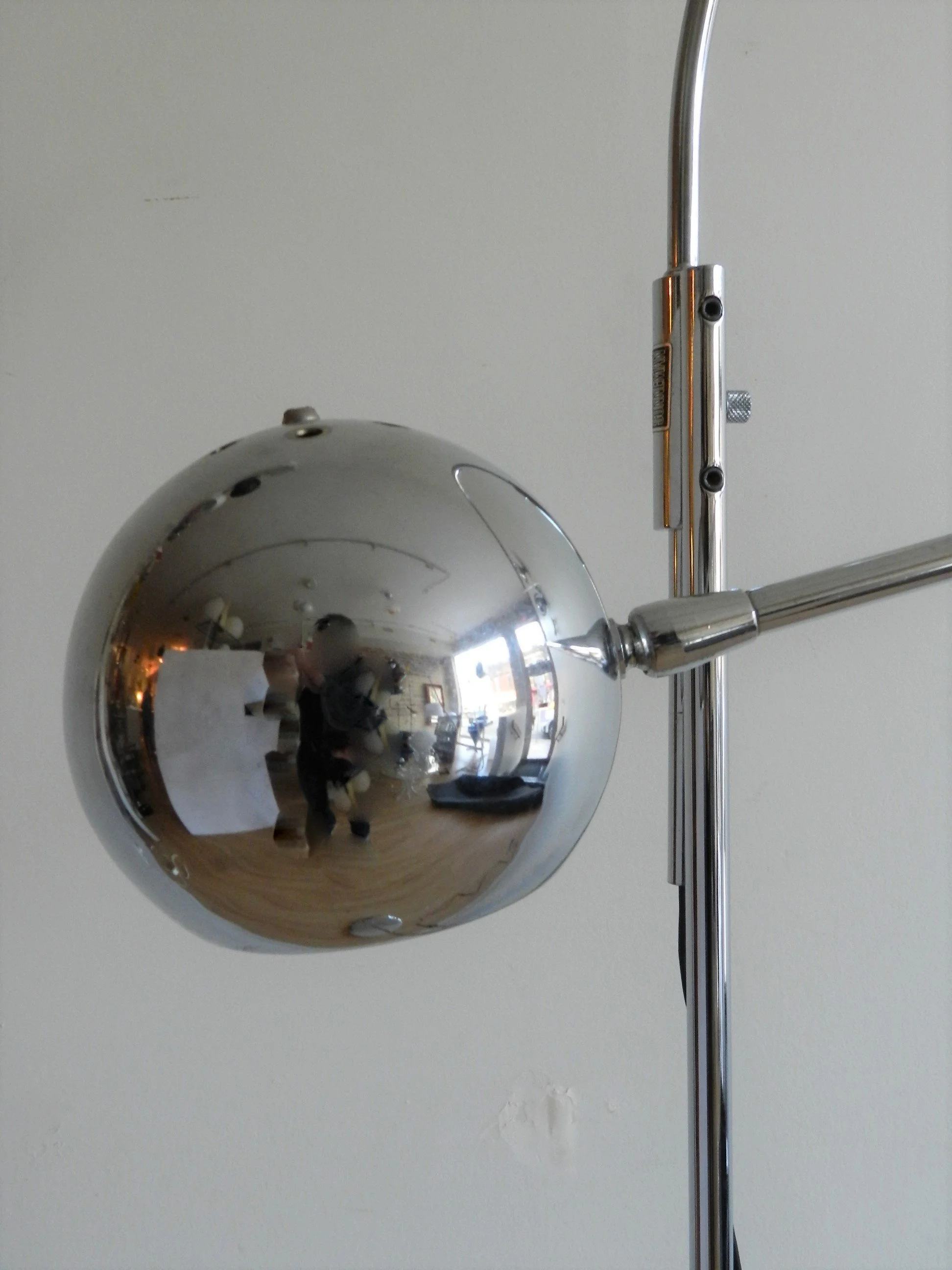 Orbiter floor lamp in chrome designed by Robert Sonneman.  USA, 1960s.