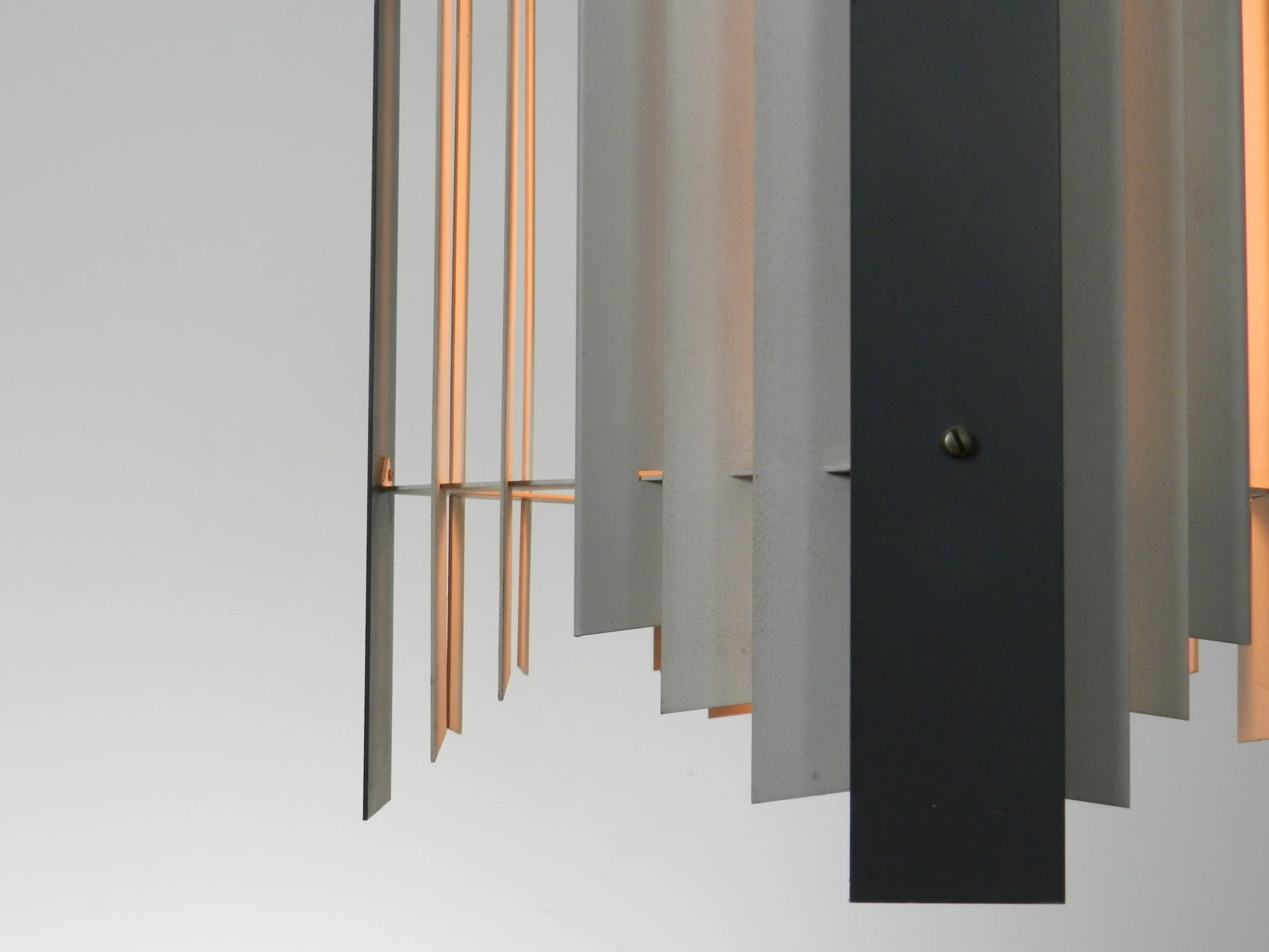 Pendant lamp in enameled metal designed by Preben Dahl for Hans Folsgaard.  Denmark, 1960s.