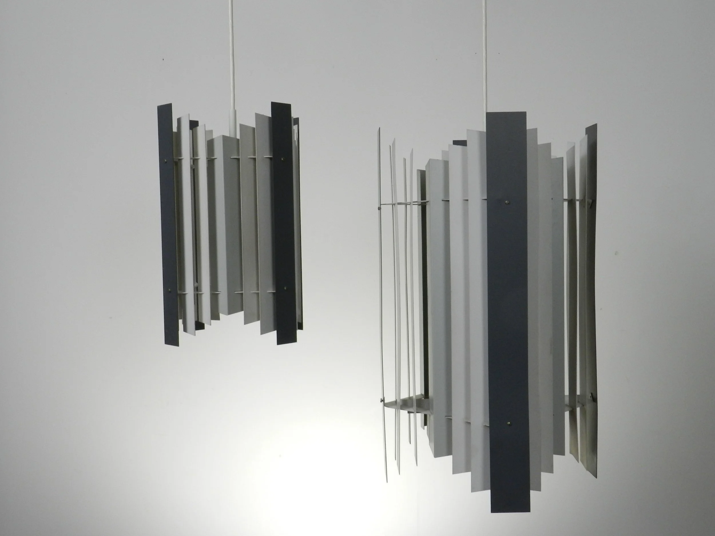 Pendant lamp in enameled metal designed by Preben Dahl for Hans Folsgaard.  Denmark, 1960s.